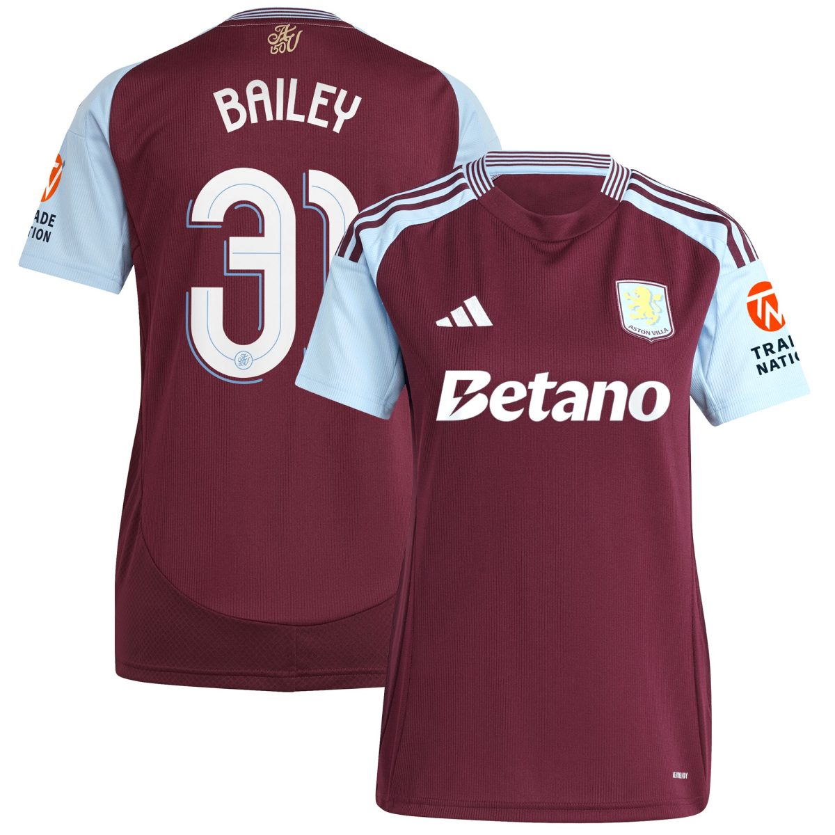aston villa adidas home shirt 2024-25 – womens with bailey 31 cup printing Collection | Aston Villa Fan Shop