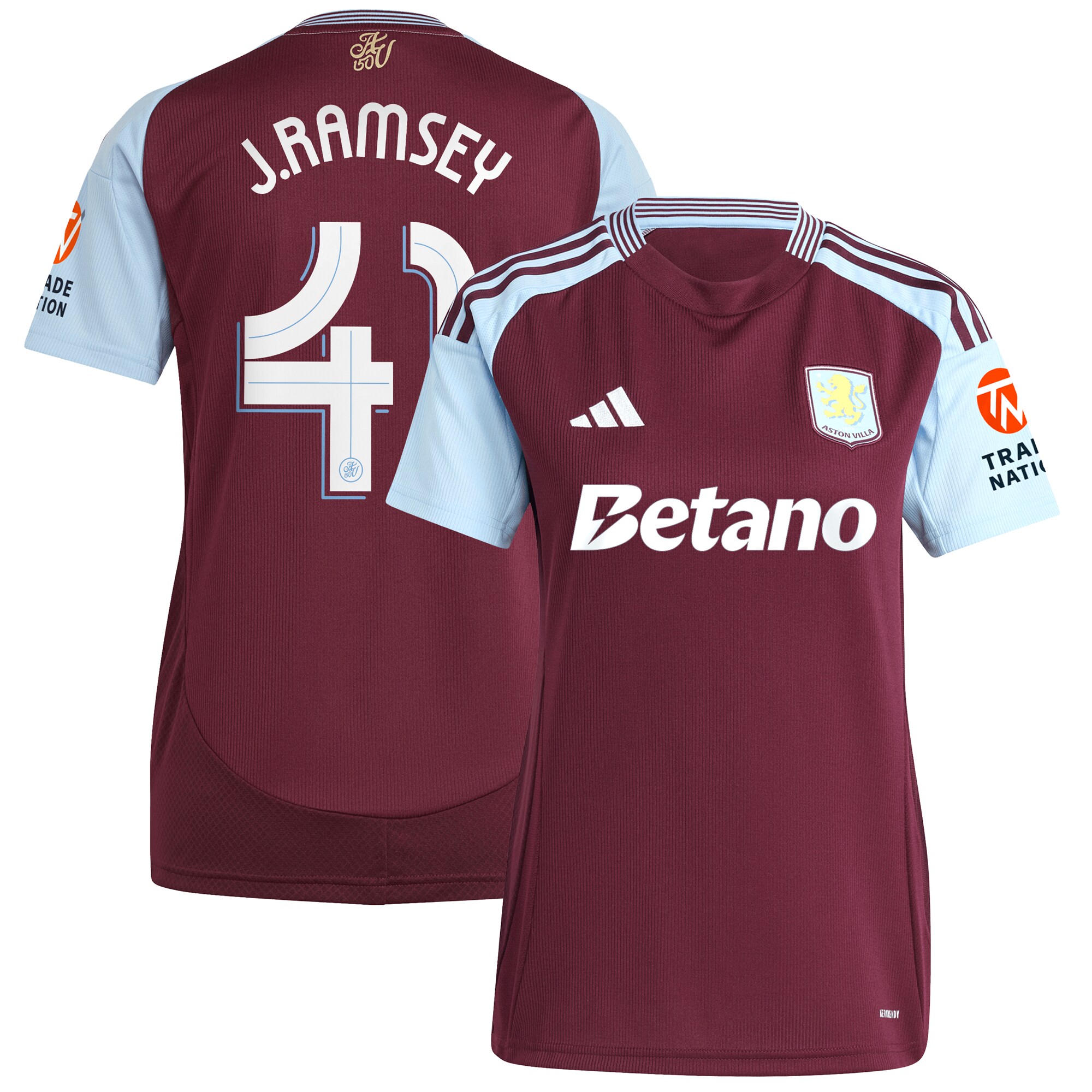 aston villa adidas home shirt 2024-25 – womens with j. ramsey 41 cup printing Collection | Aston Villa Fan Shop