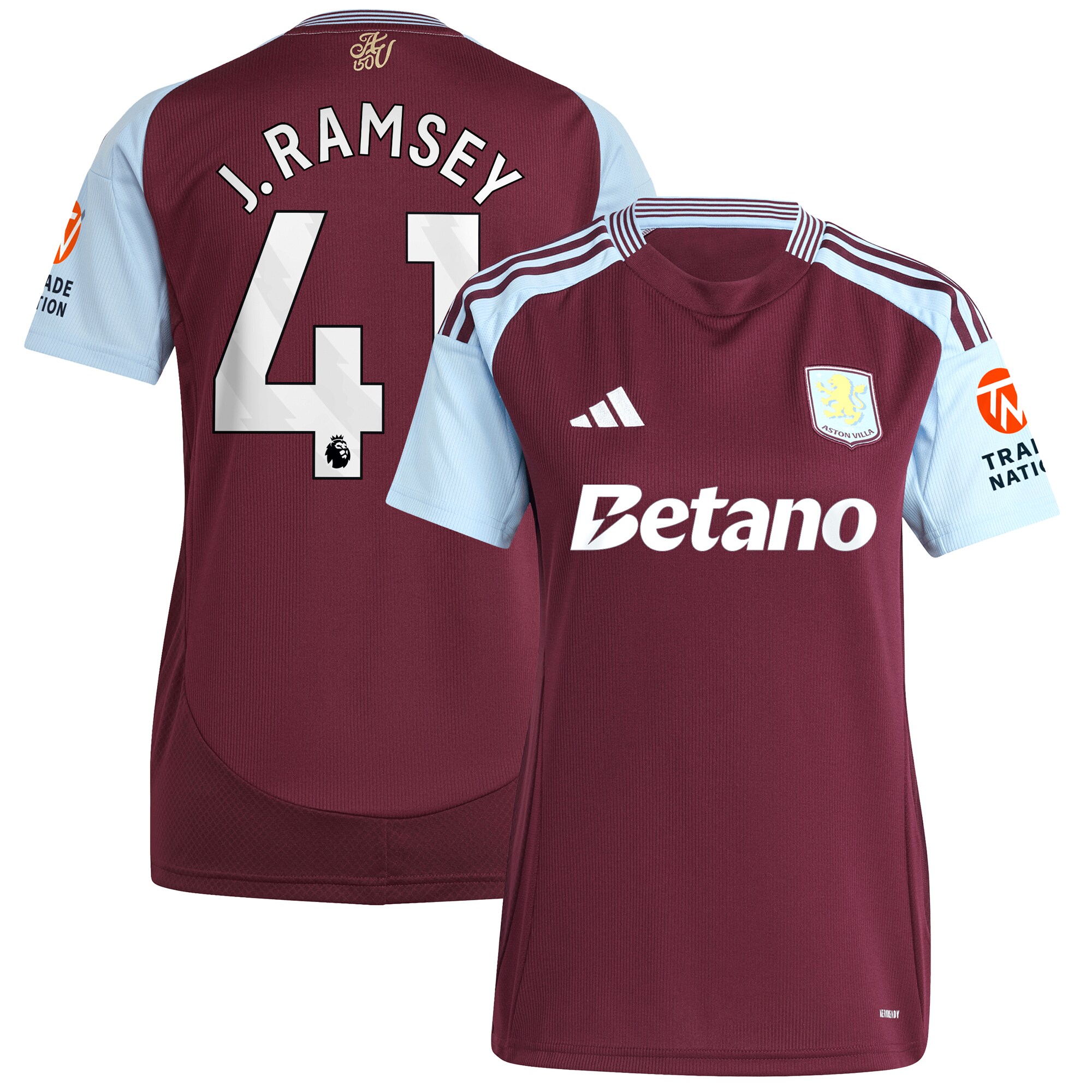 aston villa adidas home shirt 2024-25 – womens with j. ramsey 41 printing Collection | Aston Villa Fan Shop