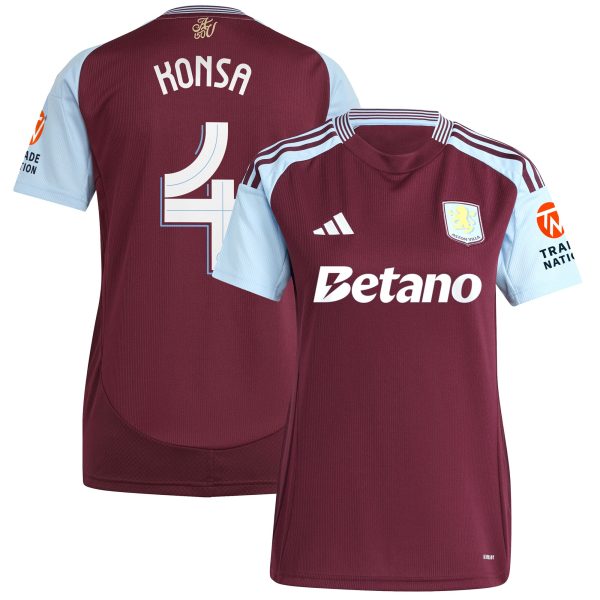 aston villa adidas home shirt 2024-25 – womens with konsa 4 cup printing Collection | Aston Villa Fan Shop