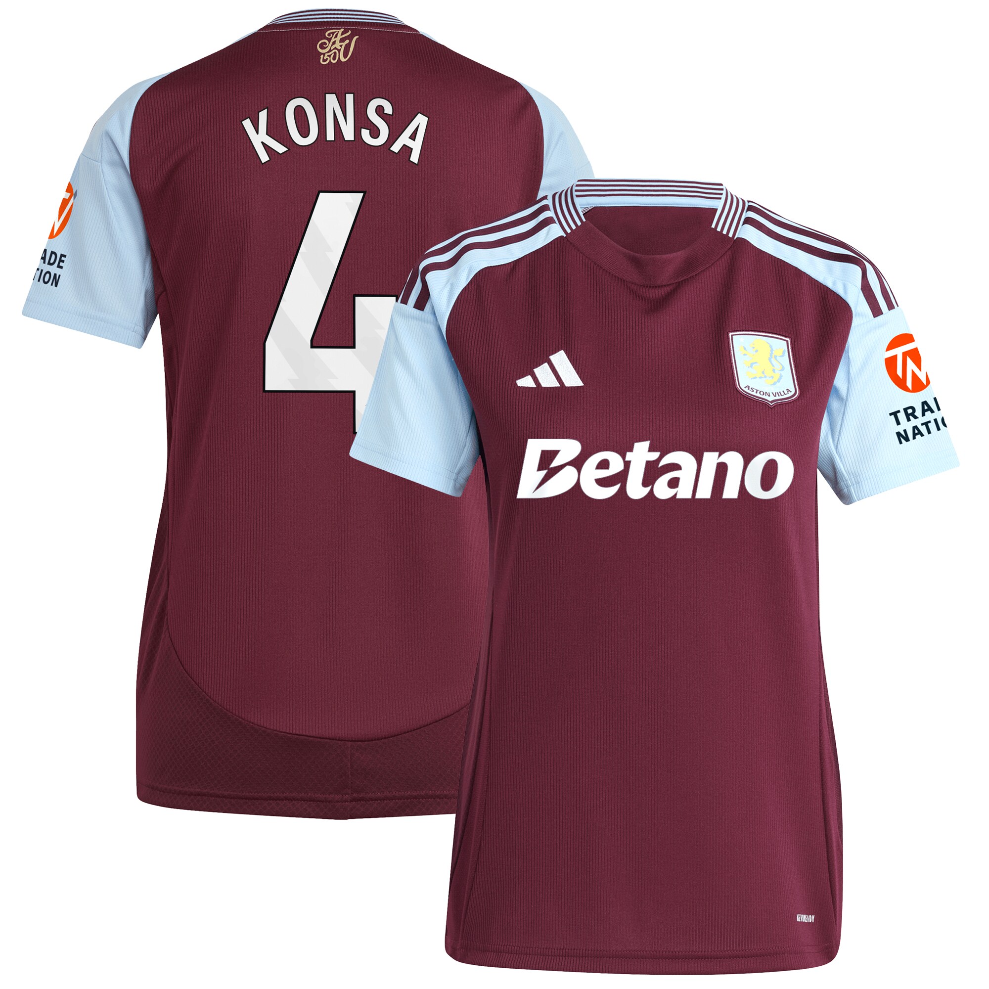 aston villa adidas home shirt 2024-25 – womens with konsa 4 printing Collection | Aston Villa Fan Shop