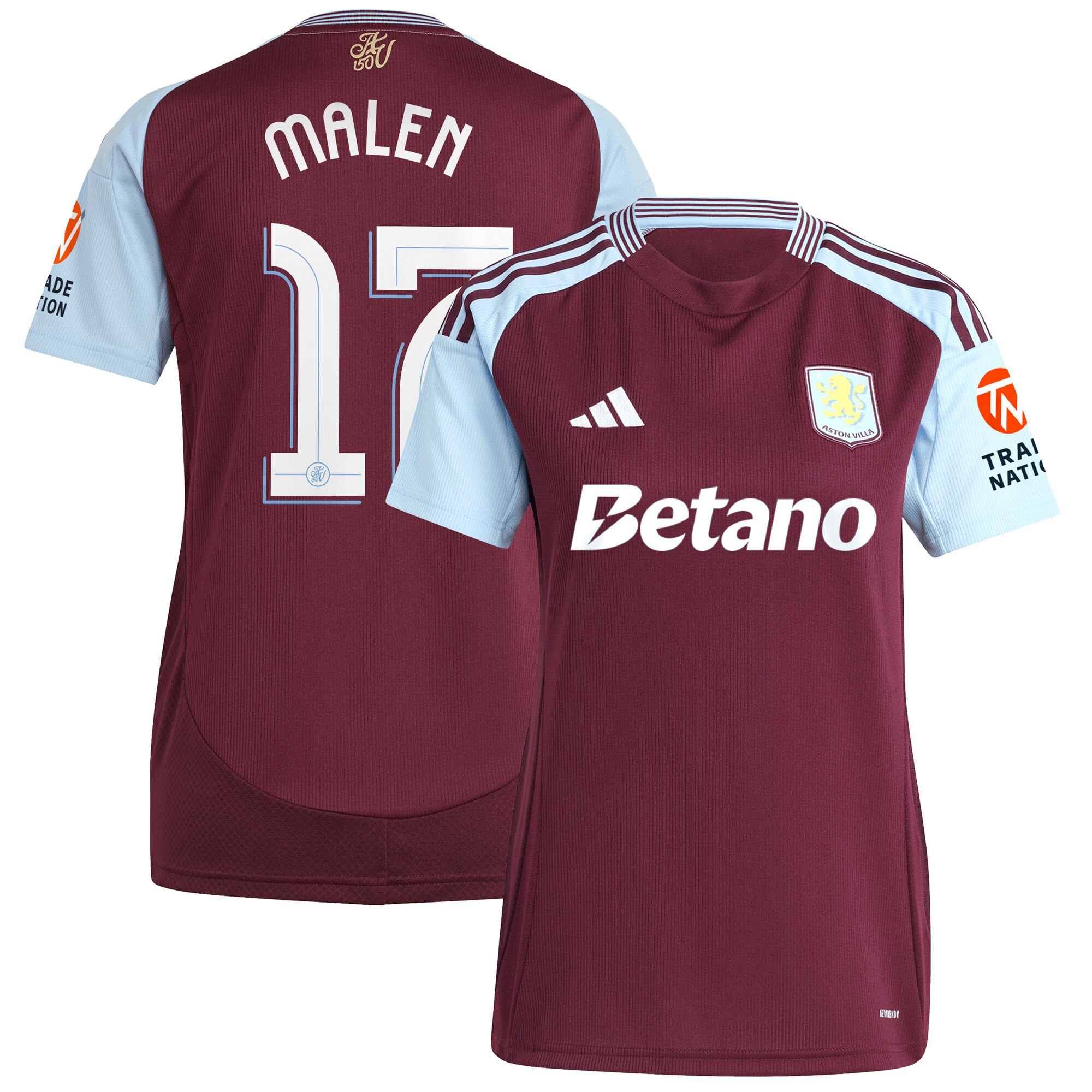 aston villa adidas home shirt 2024-25 – womens with malen 17 cup printing Collection | Aston Villa Fan Shop