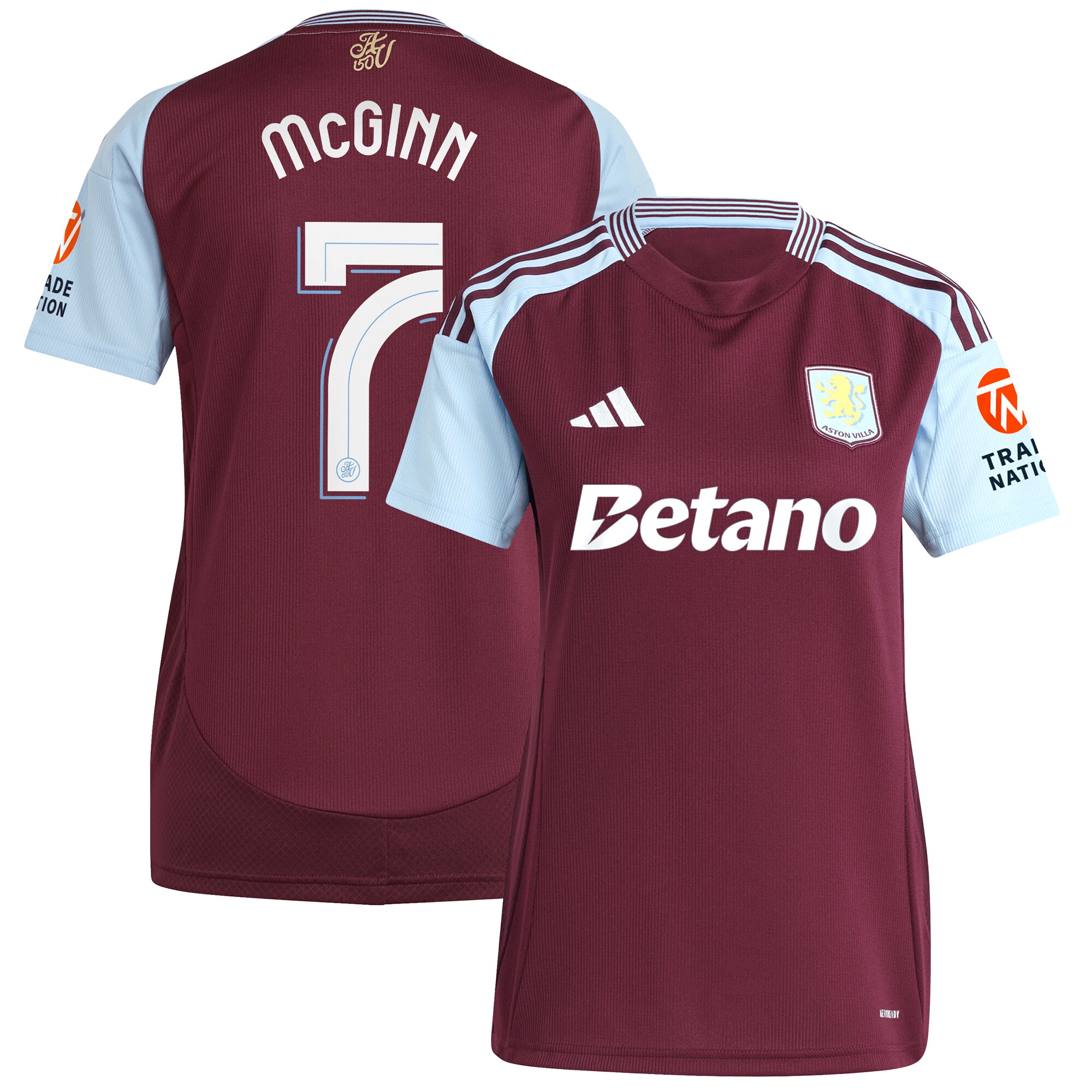 aston villa adidas home shirt 2024-25 – womens with mcginn 7 cup printing Collection | Aston Villa Fan Shop