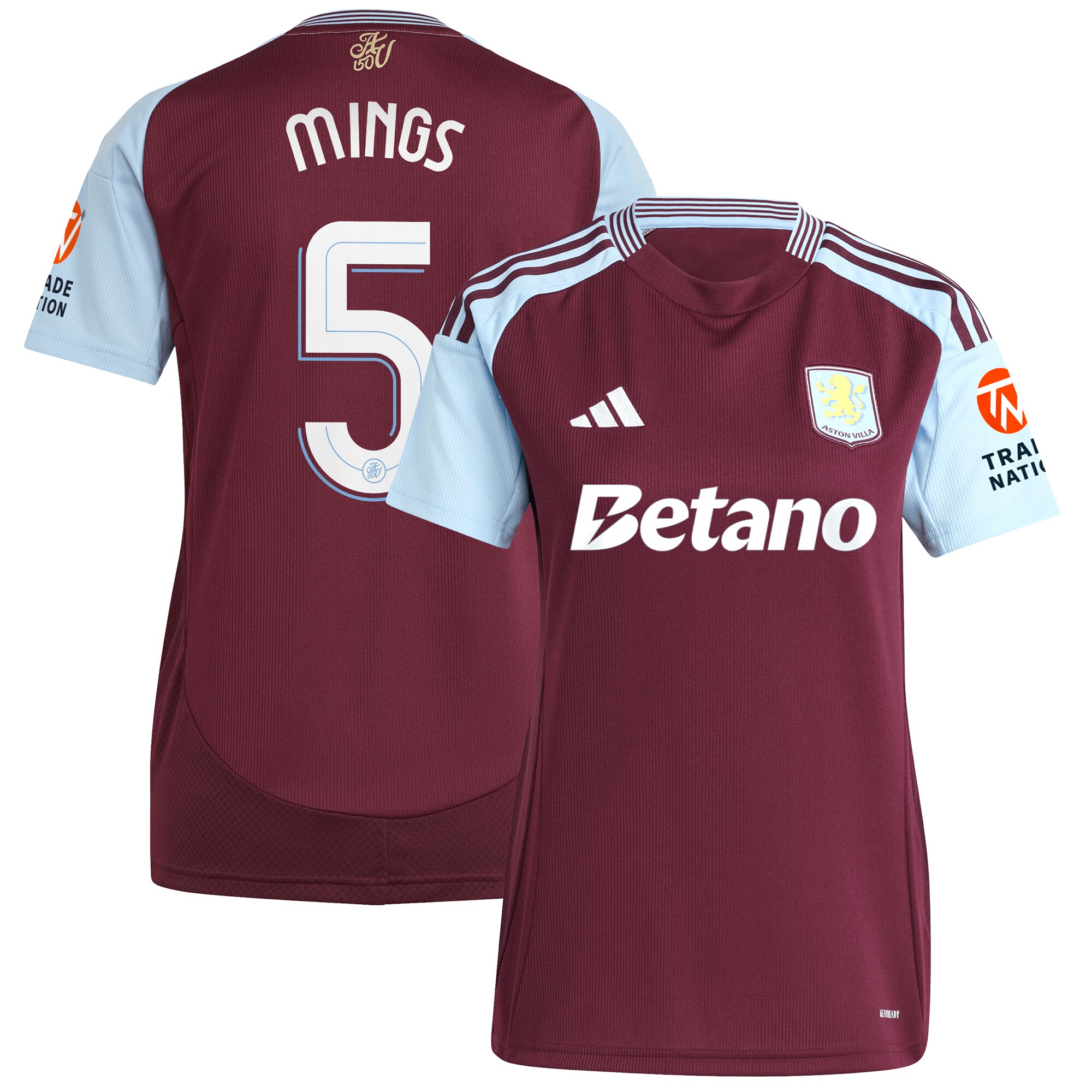 aston villa adidas home shirt 2024-25 – womens with mings 5 cup printing Collection | Aston Villa Fan Shop