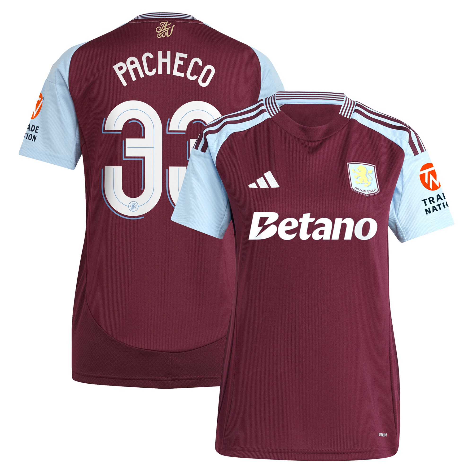 aston villa adidas home shirt 2024-25 – womens with pacheco 33 cup printing Collection | Aston Villa Fan Shop