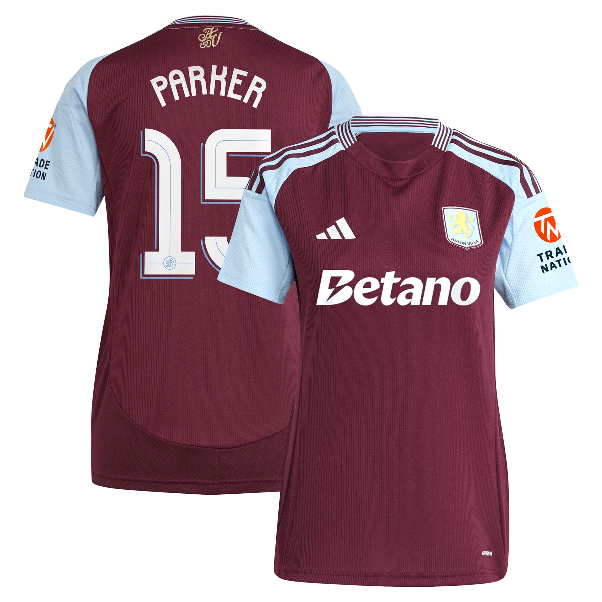 aston villa adidas home shirt 2024-25 – womens with parker 15 cup printing Collection | Aston Villa Fan Shop