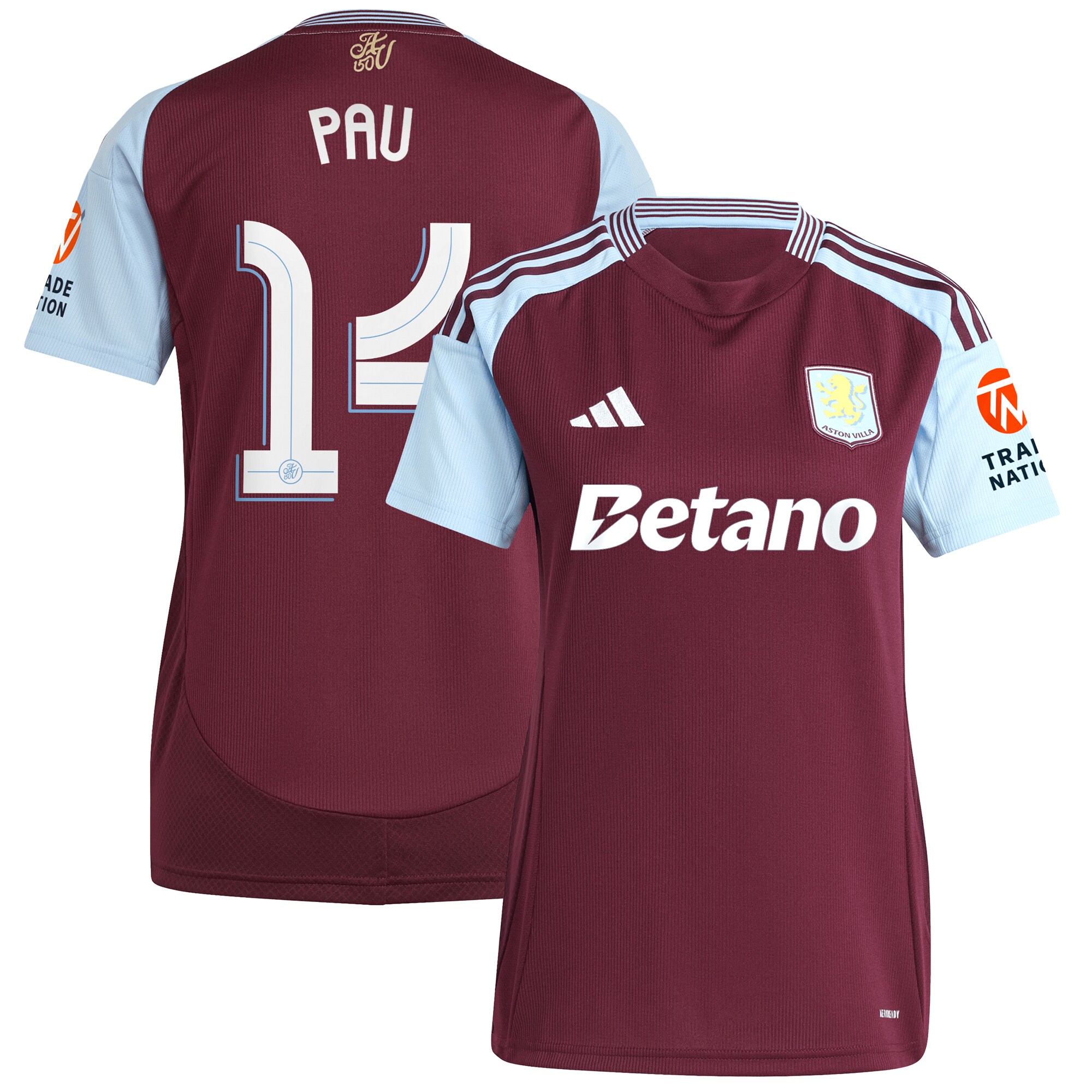 aston villa adidas home shirt 2024-25 – womens with pau 14 cup printing Collection | Aston Villa Fan Shop