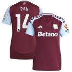 aston villa adidas home shirt 2024-25 – womens with pau 14 printing Collection | Aston Villa Fan Shop