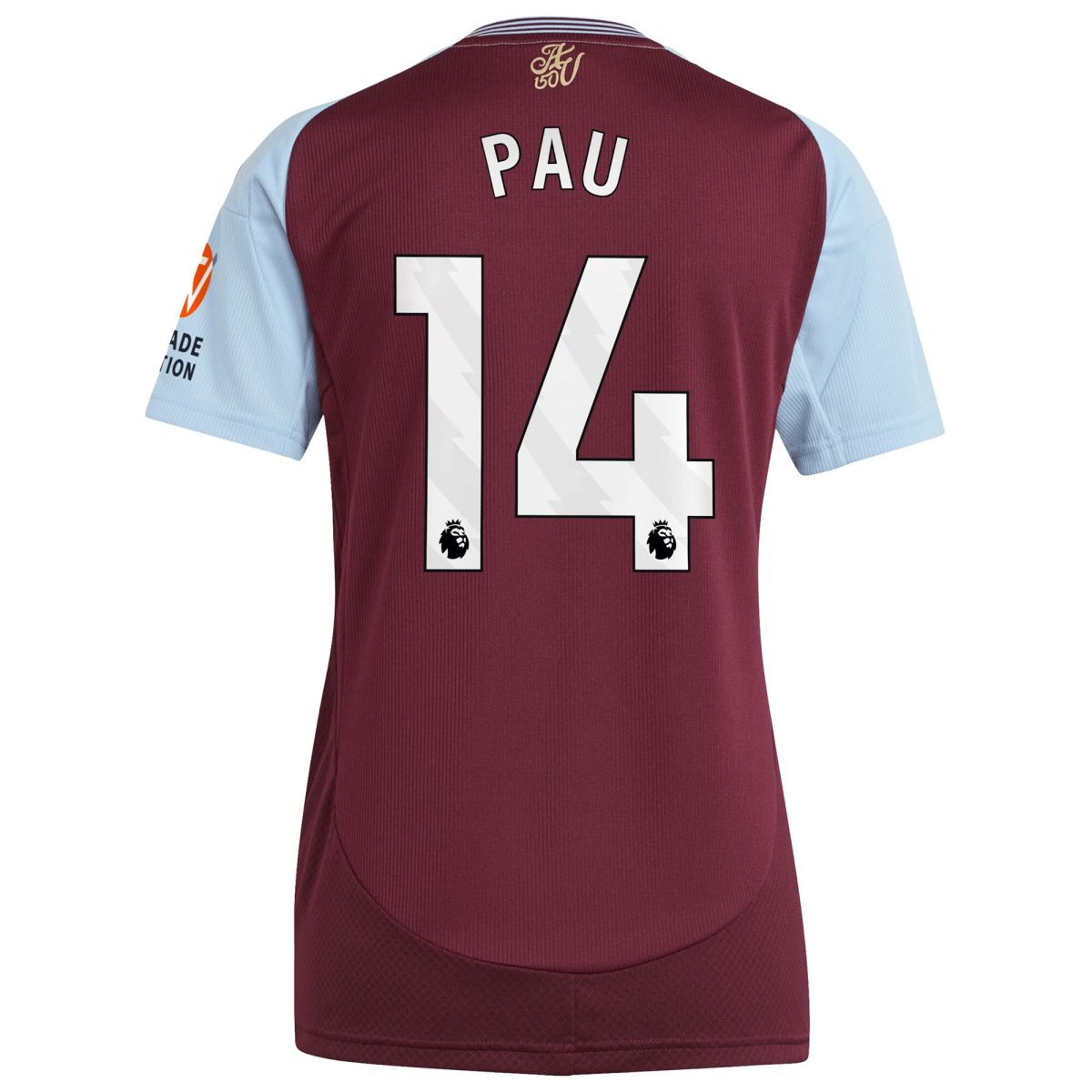 aston villa adidas home shirt 2024-25 – womens with pau 14 printing Collection | Aston Villa Fan Shop