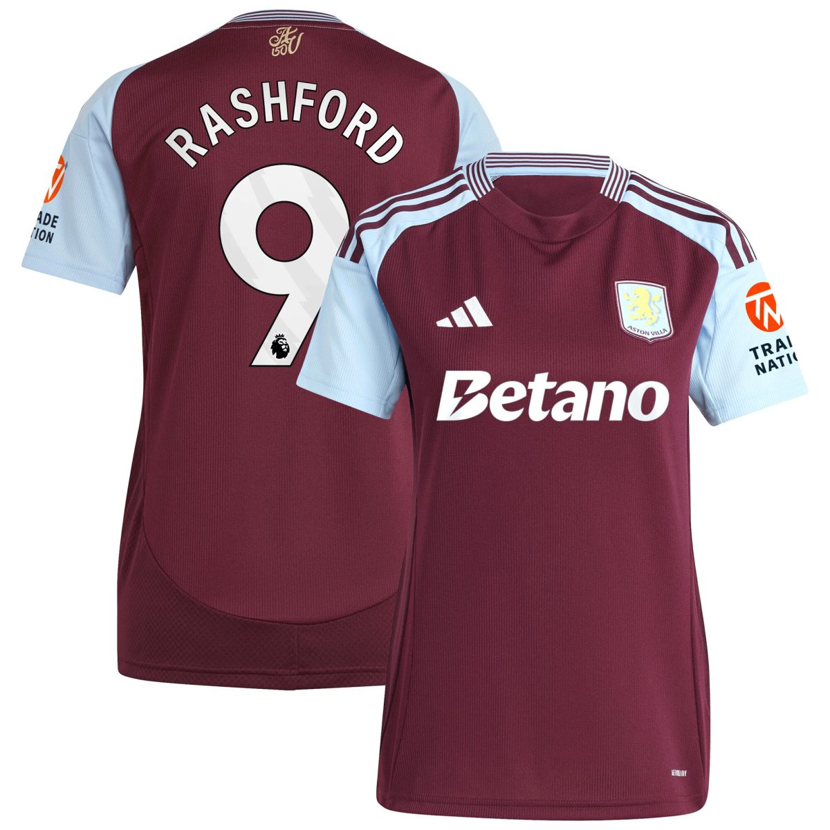 aston villa adidas home shirt 2024-25 – womens with rashford 9 printing Collection | Aston Villa Fan Shop