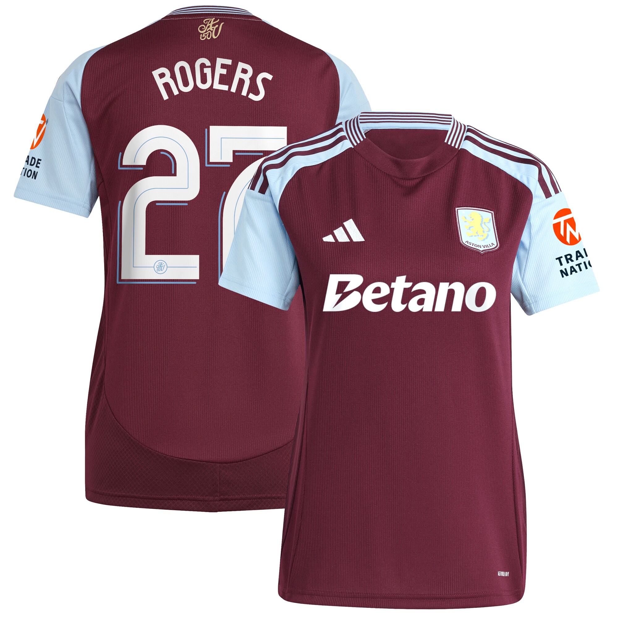 aston villa adidas home shirt 2024-25 – womens with rogers 27 cup printing Collection | Aston Villa Fan Shop