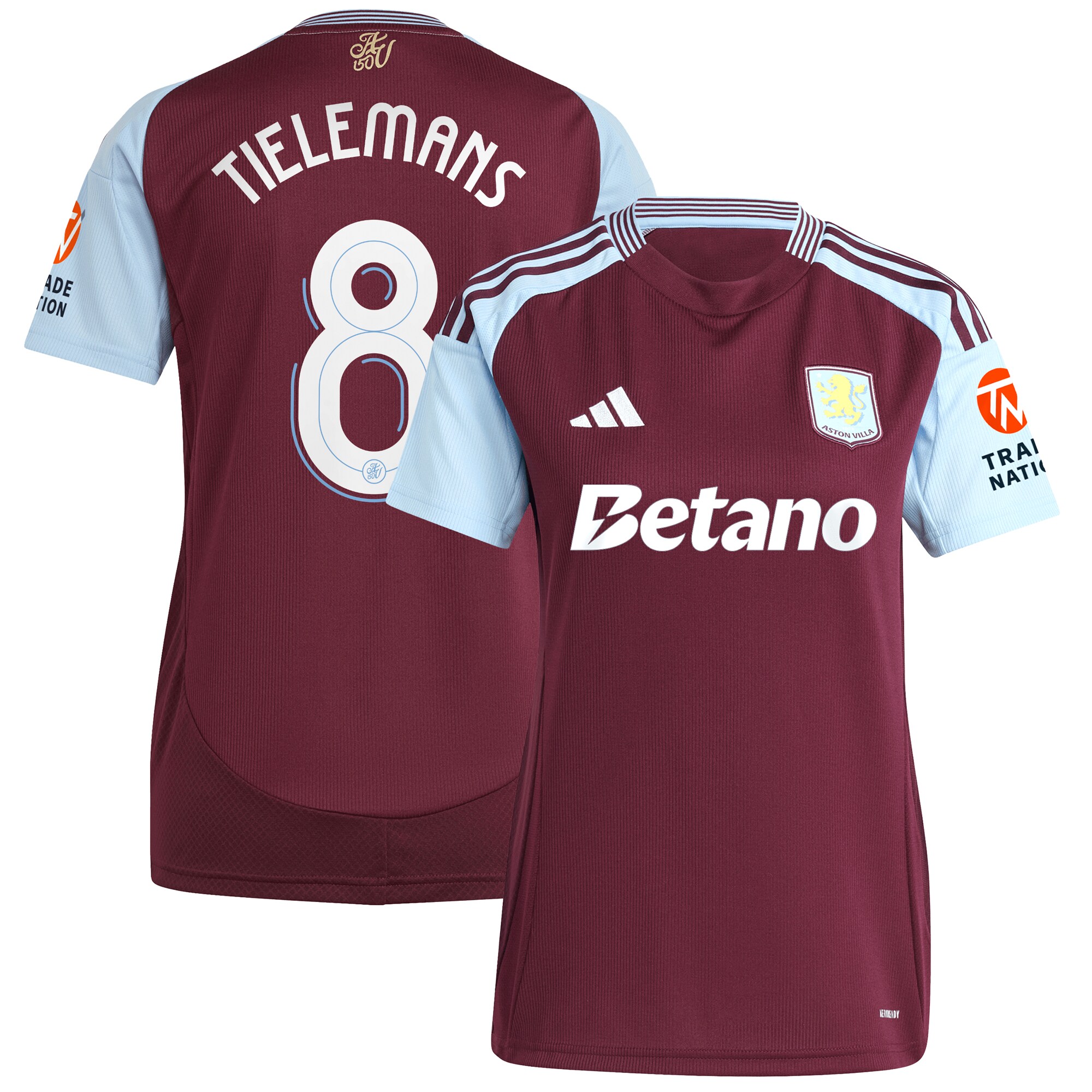 aston villa adidas home shirt 2024-25 – womens with tielemans 8 cup printing Collection | Aston Villa Fan Shop