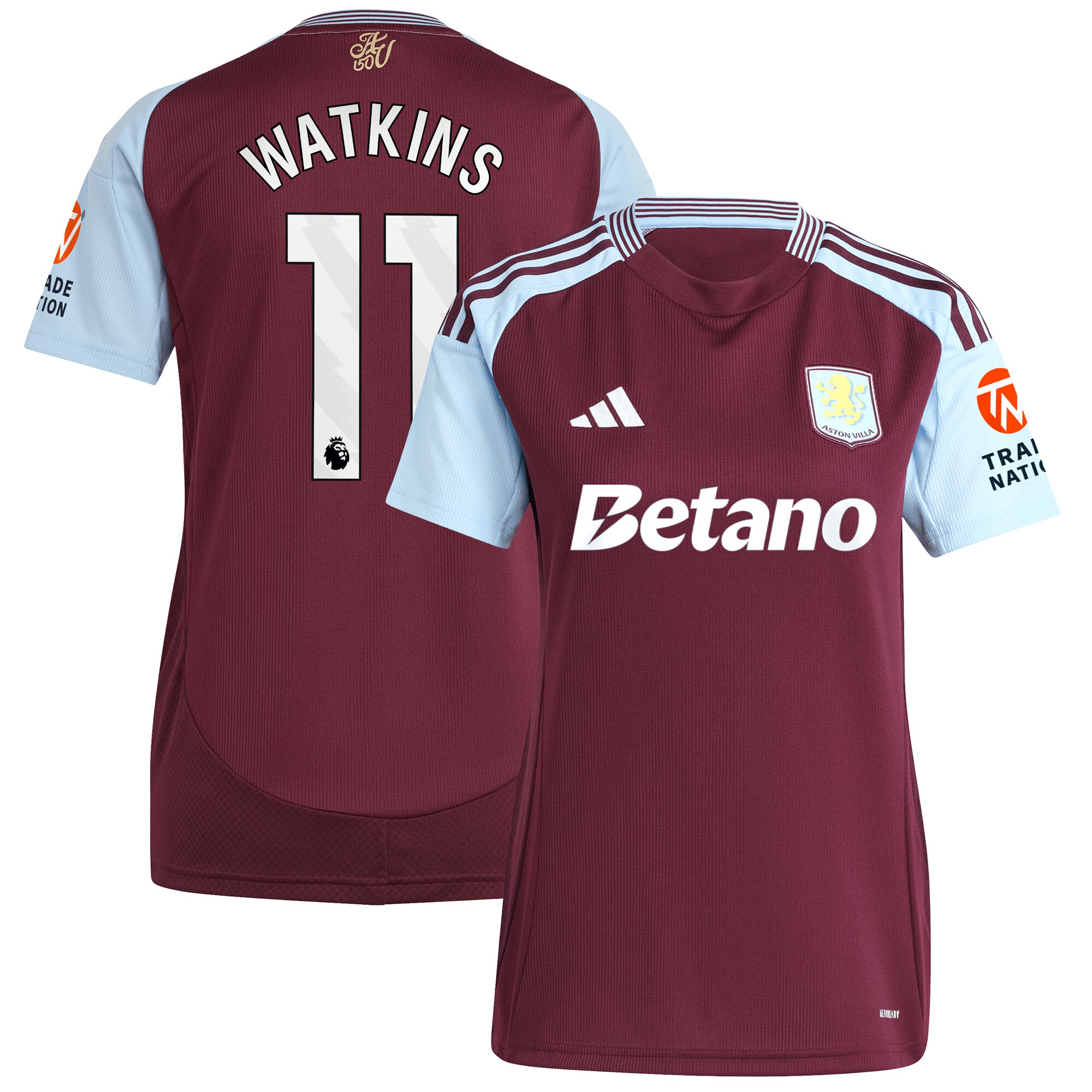 aston villa adidas home shirt 2024-25 – womens with watkins 11 printing Collection | Aston Villa Fan Shop