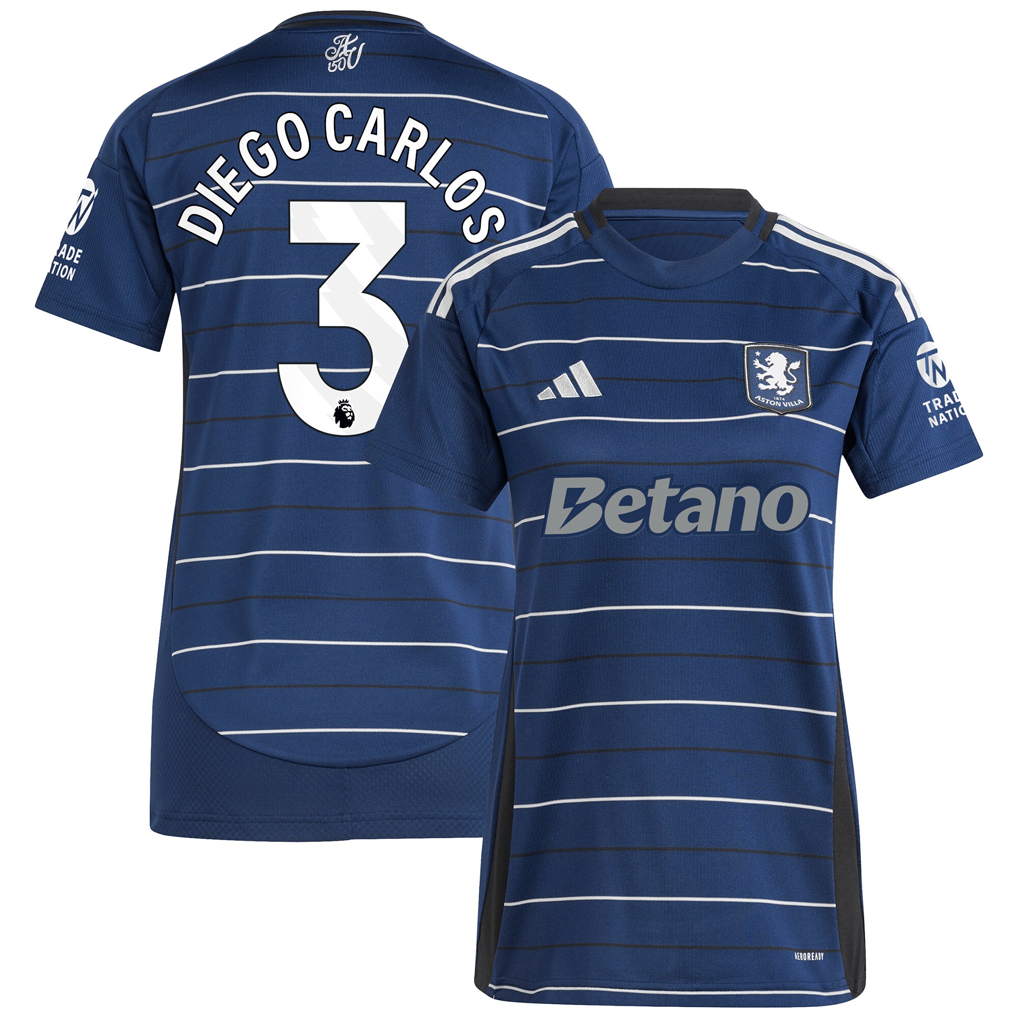 aston villa adidas third shirt 2024-25 – womens with diego carlos 3 printing Collection | Aston Villa Fan Shop