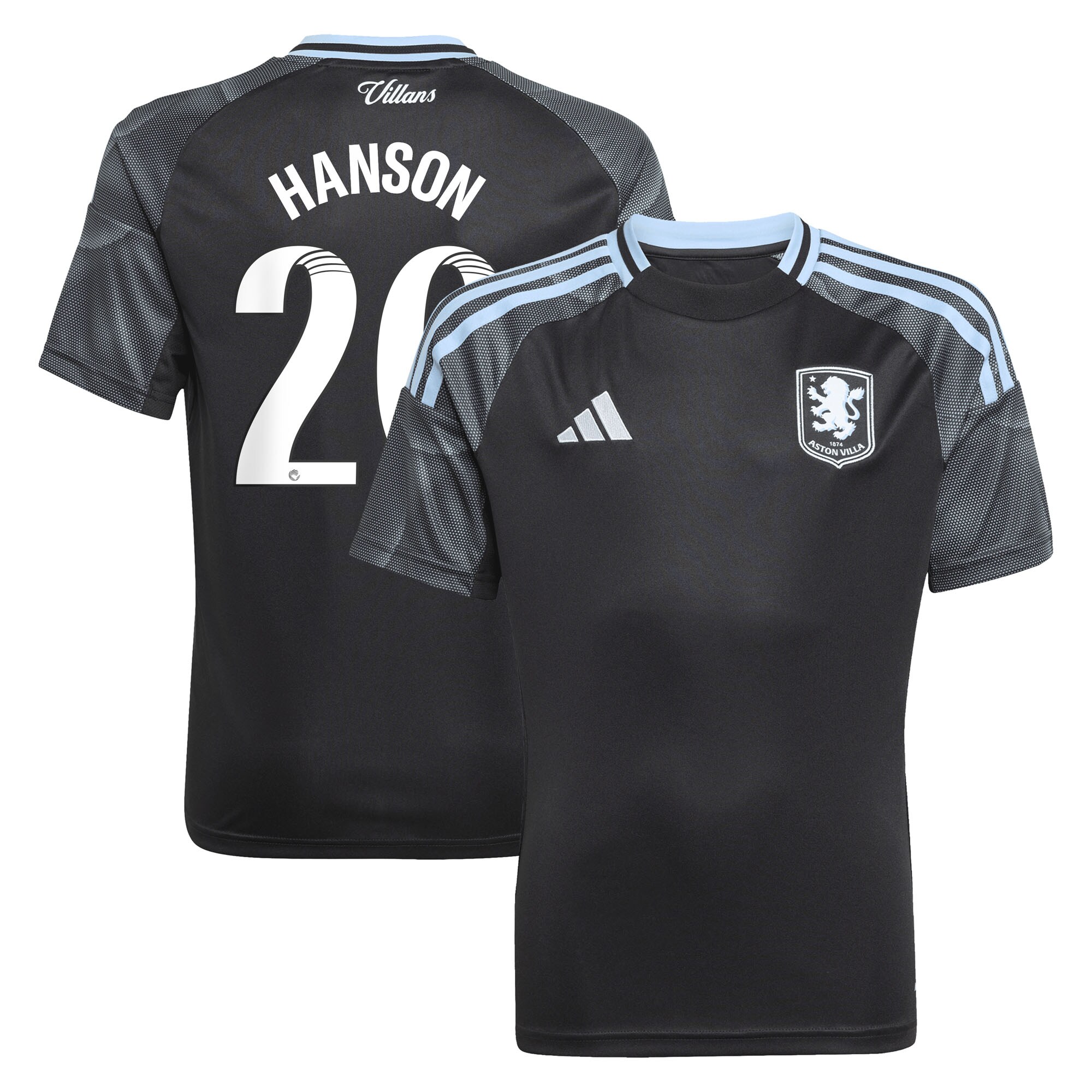 aston villa adidas wsl away shirt 2025-26 – kids with hanson 20 printing Collection | Aston Villa Fan Shop