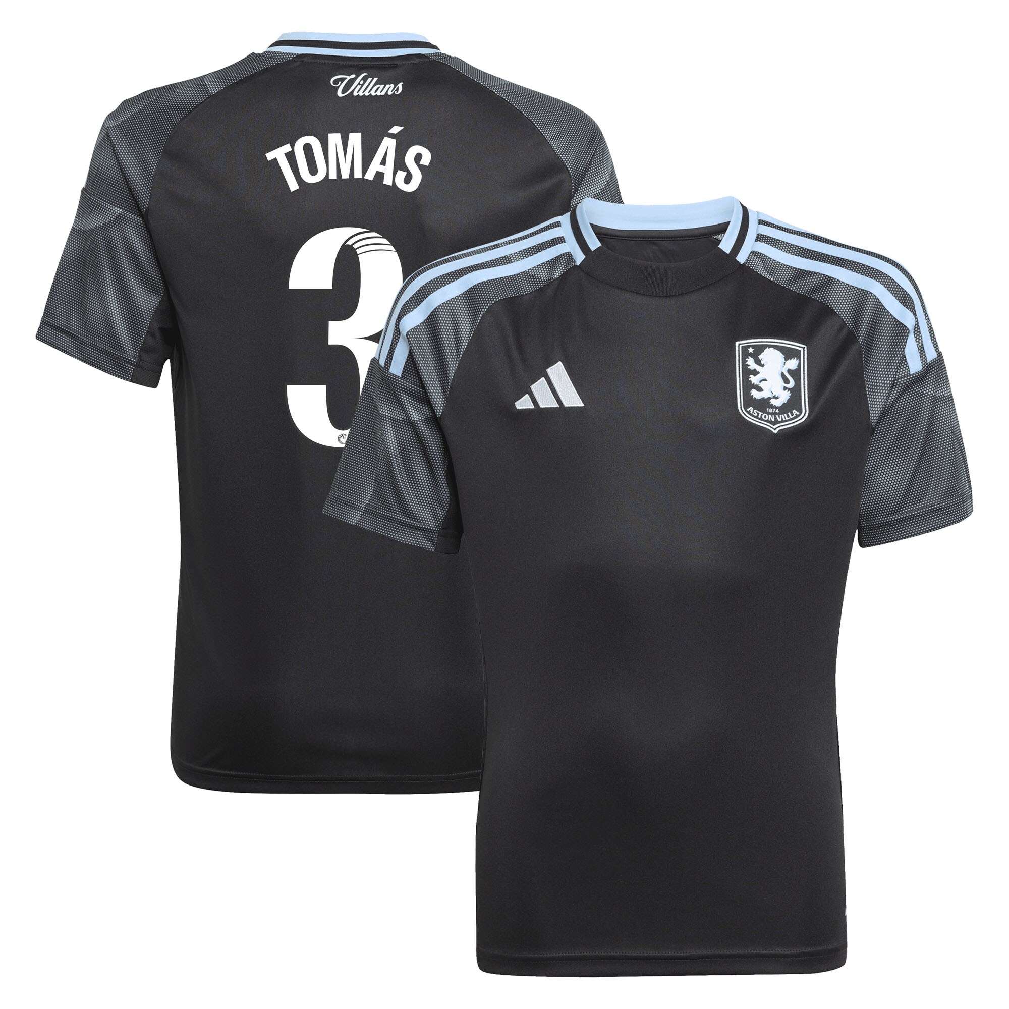 aston villa adidas wsl away shirt 2025-26 – kids with tomás 3 printing Collection | Aston Villa Fan Shop