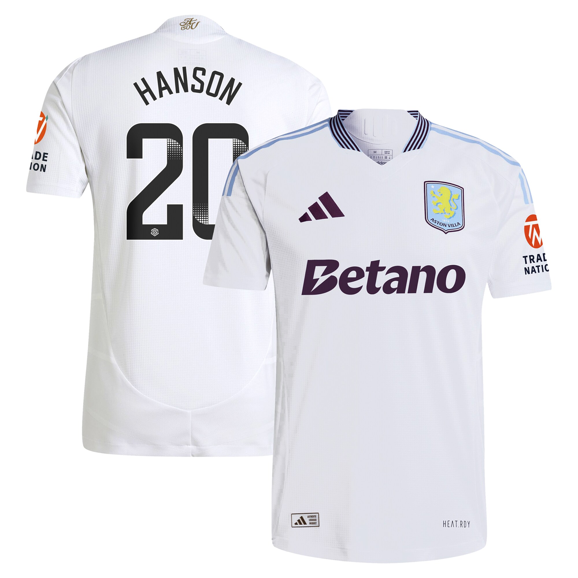 aston villa wsl adidas away authentic shirt 2024-25 with hanson 20 printing Collection | Aston Villa Fan Shop