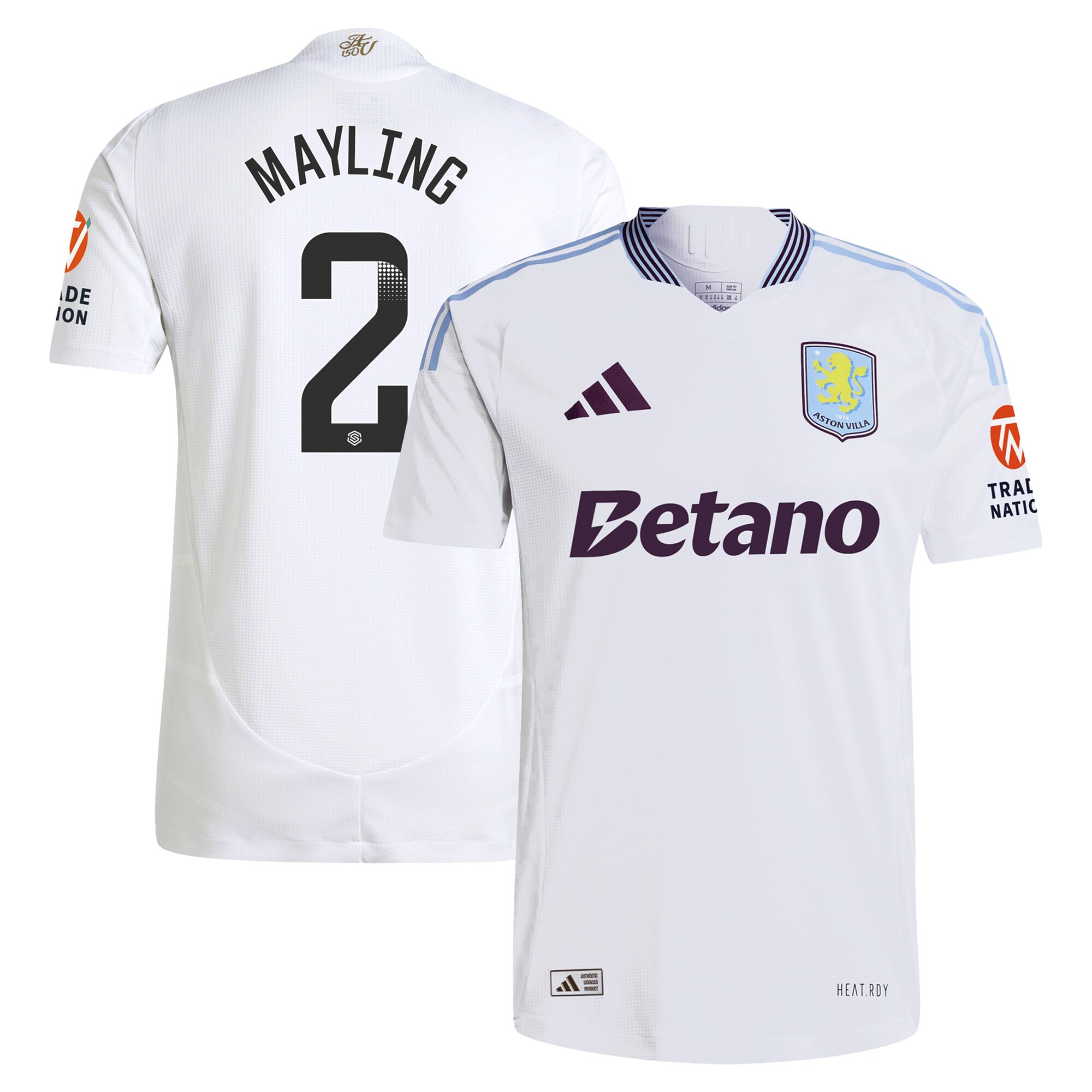 aston villa wsl adidas away authentic shirt 2024-25 with mayling 2 printing Collection | Aston Villa Fan Shop