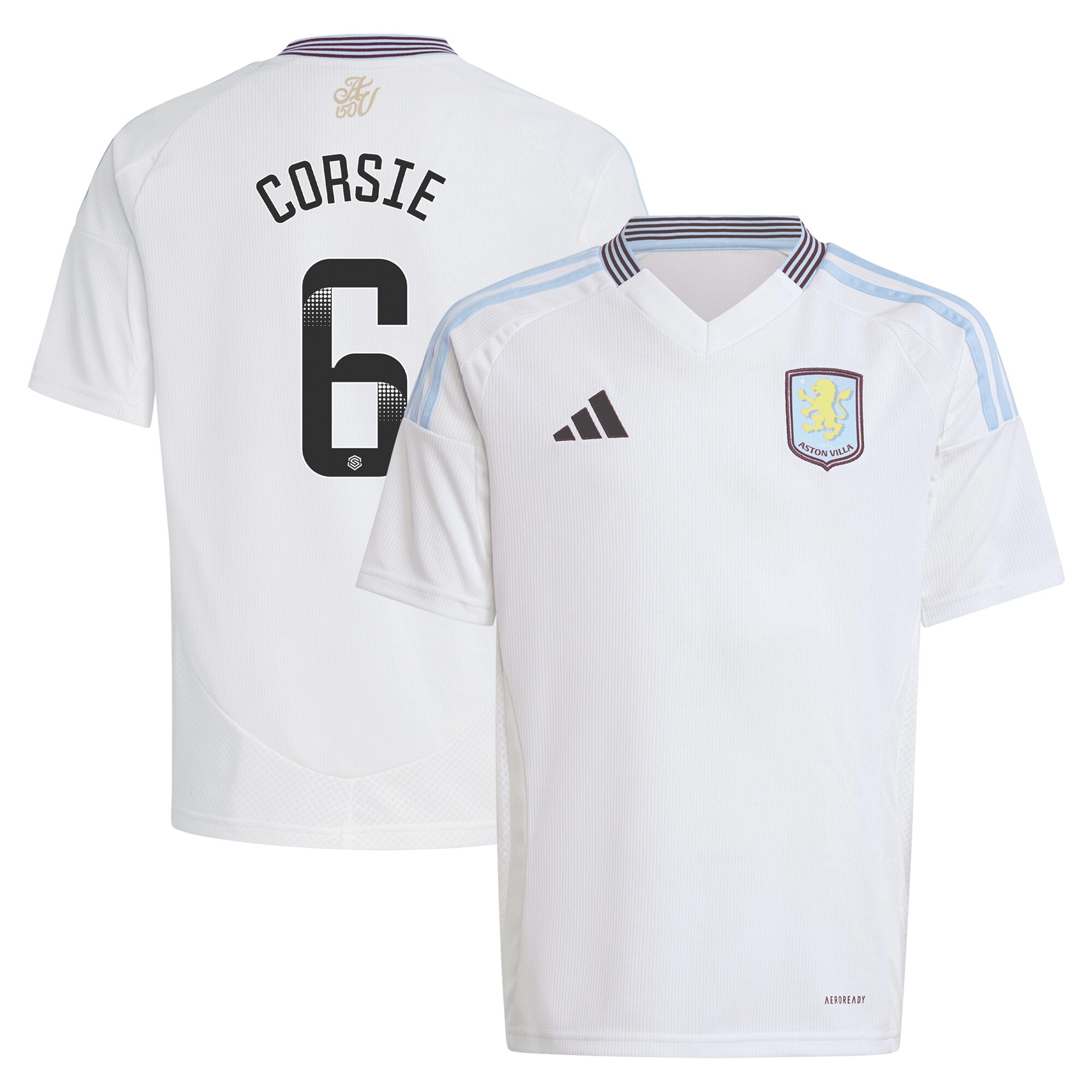 aston villa wsl adidas away shirt 2024-25 – kids with corsie 6 printing Collection | Aston Villa Fan Shop
