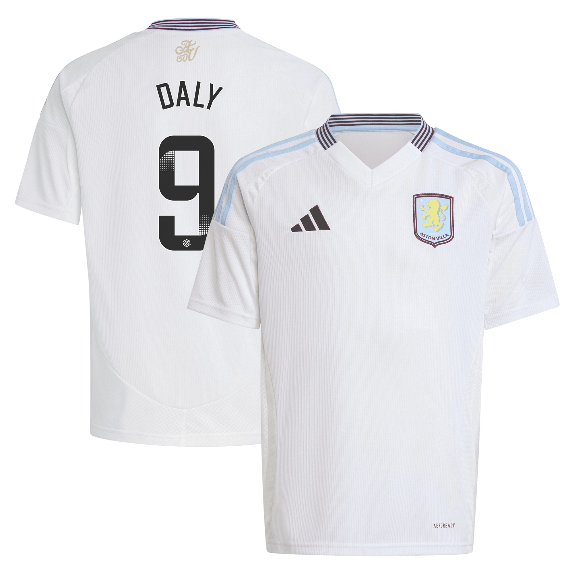 aston villa wsl adidas away shirt 2024-25 – kids with daly 9 printing Collection | Aston Villa Fan Shop