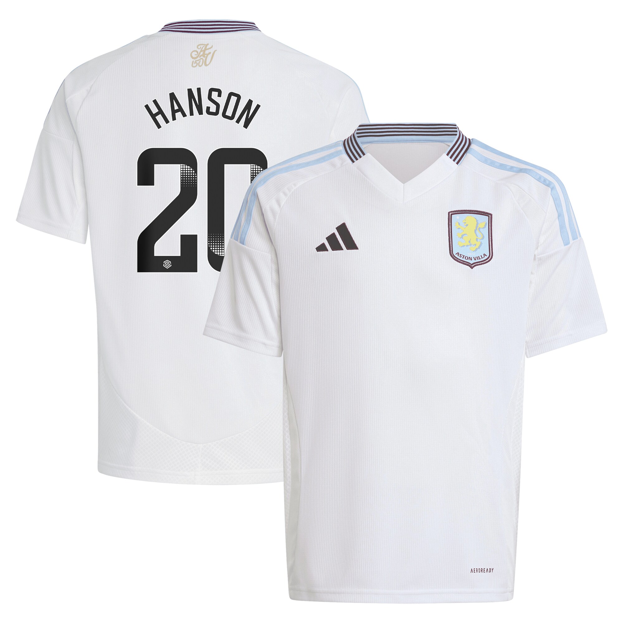 aston villa wsl adidas away shirt 2024-25 – kids with hanson 20 printing Collection | Aston Villa Fan Shop
