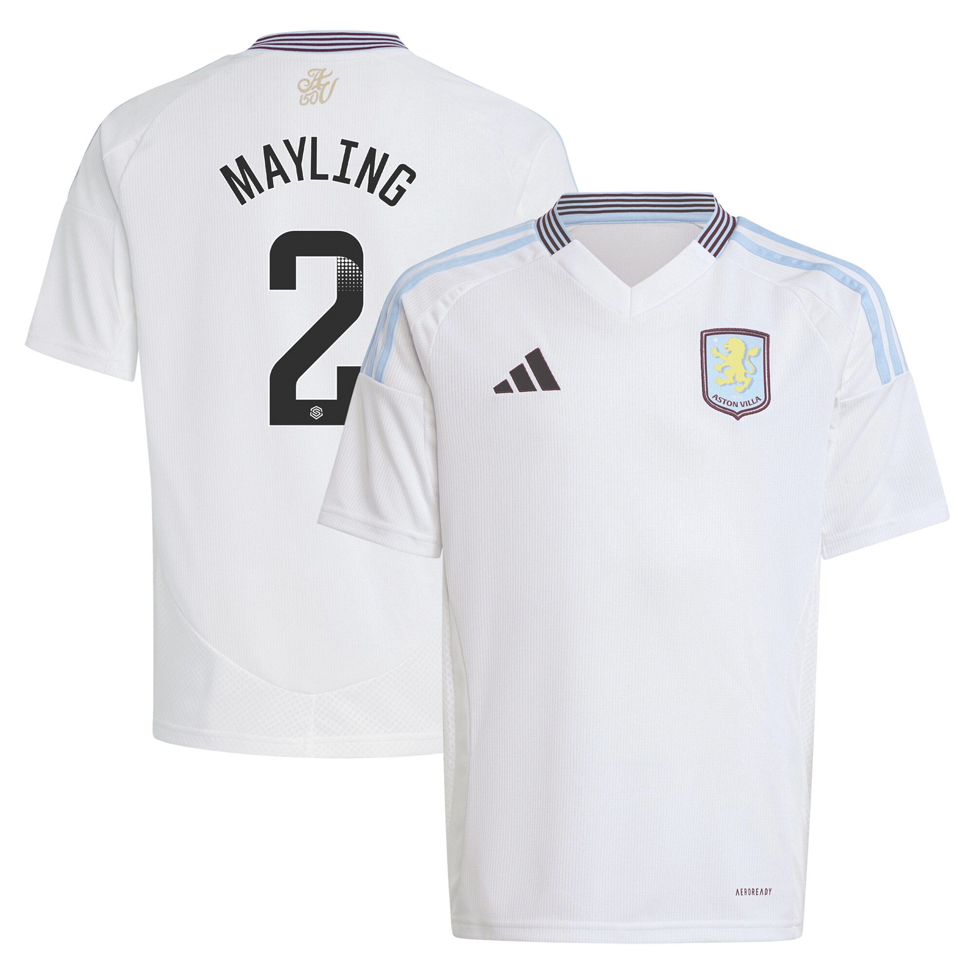 aston villa wsl adidas away shirt 2024-25 – kids with mayling 2 printing Collection | Aston Villa Fan Shop