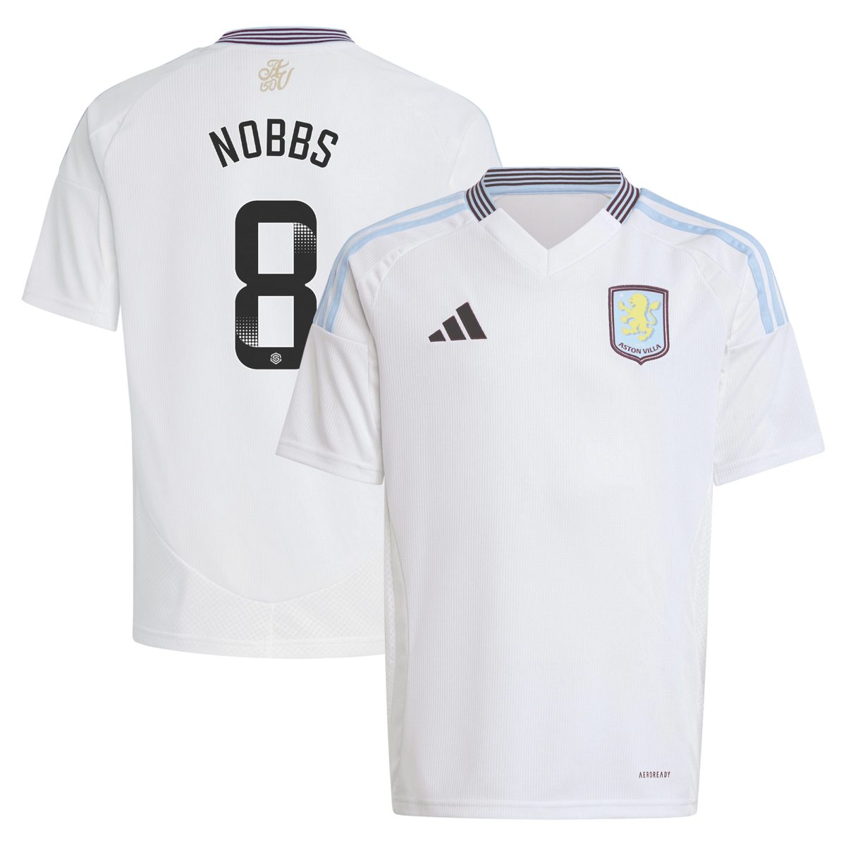 aston villa wsl adidas away shirt 2024-25 – kids with nobbs 8 printing Collection | Aston Villa Fan Shop