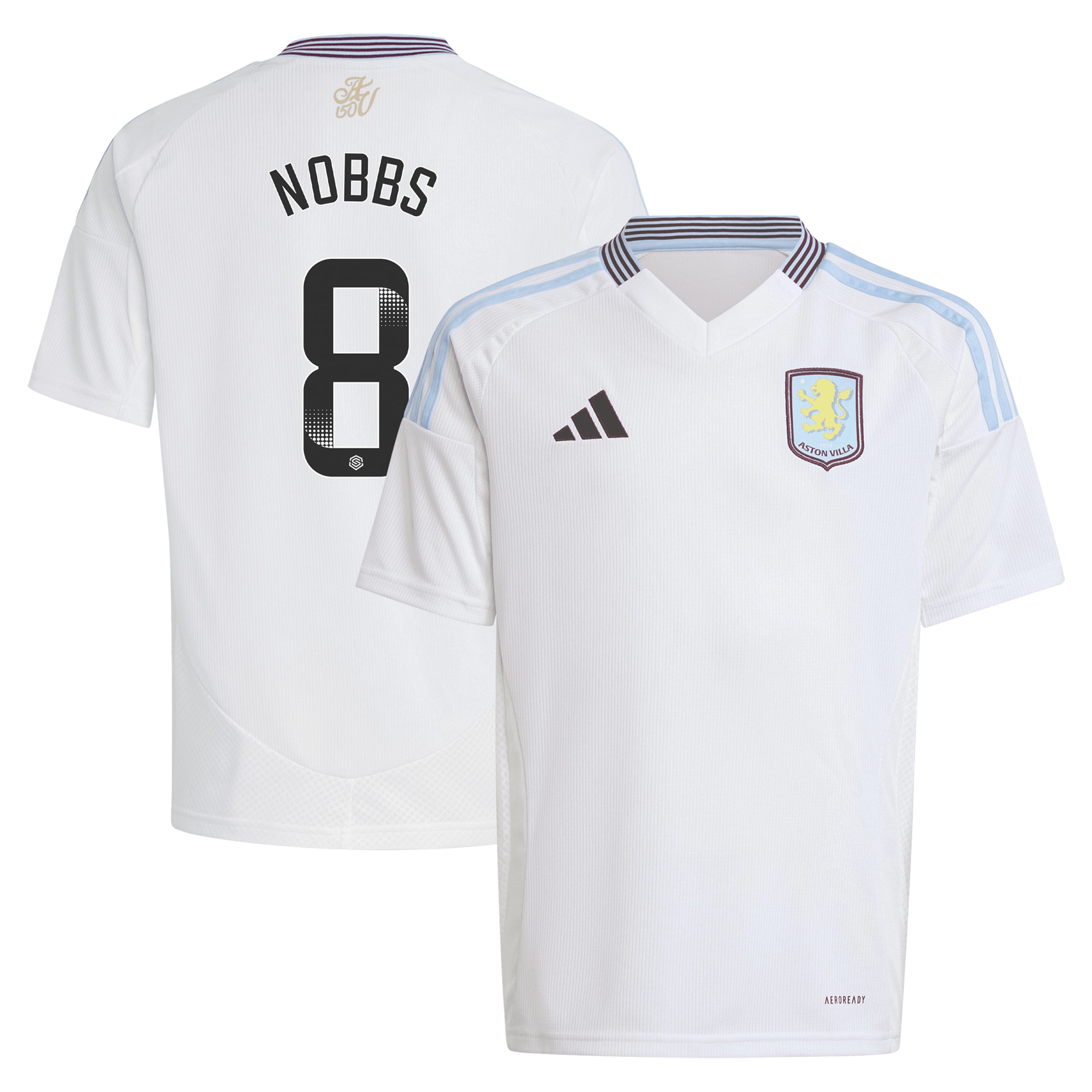 aston villa wsl adidas away shirt 2024-25 – kids with nobbs 8 printing Collection | Aston Villa Fan Shop