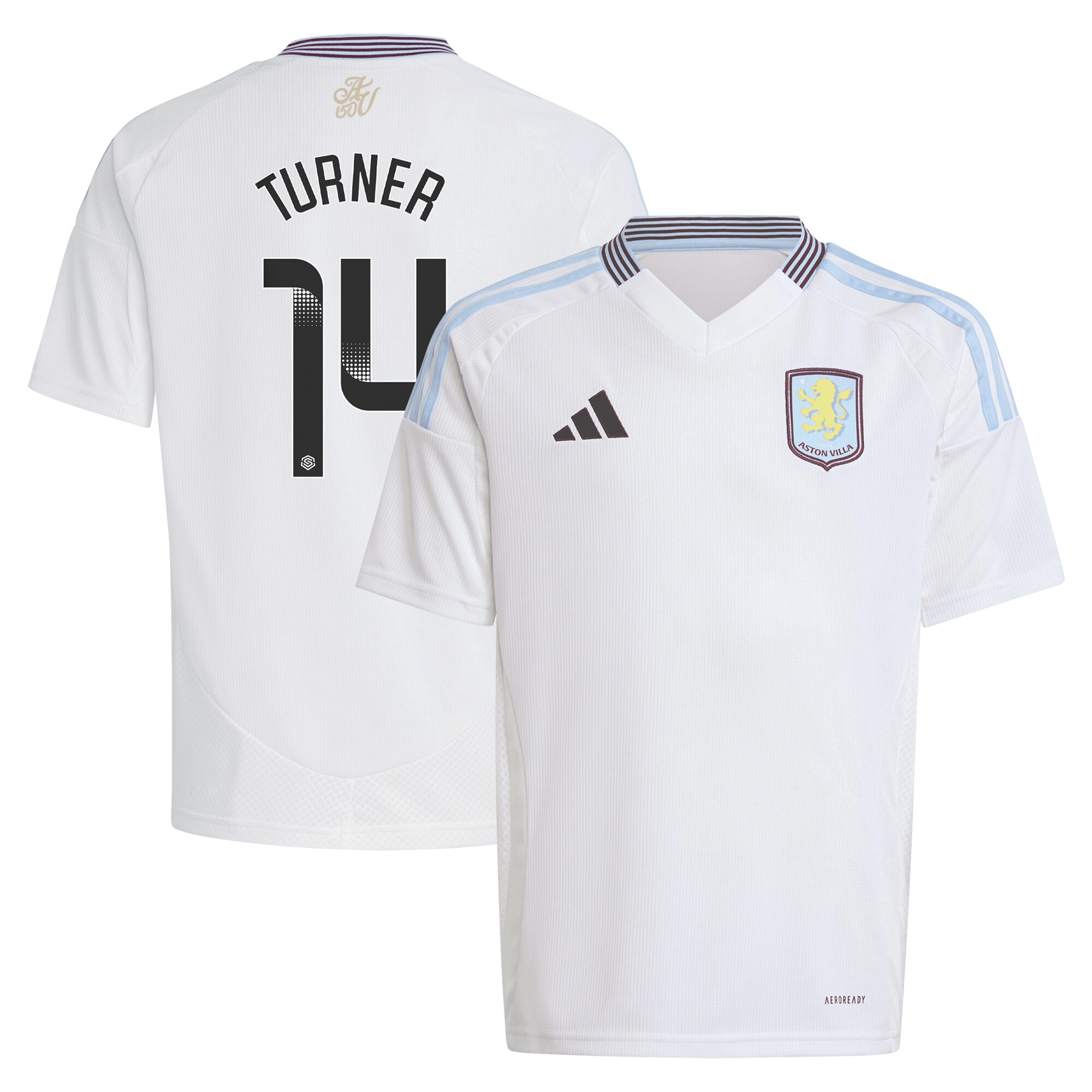 aston villa wsl adidas away shirt 2024-25 – kids with turner 14 printing Collection | Aston Villa Fan Shop