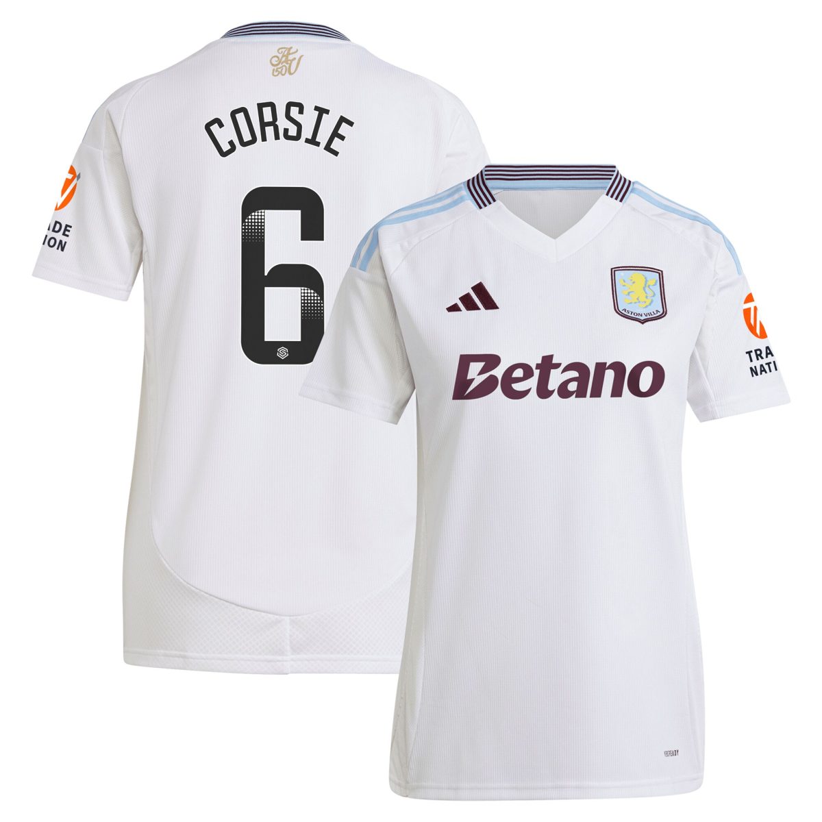 aston villa wsl adidas away shirt 2024-25 – womens with corsie 6 printing Collection | Aston Villa Fan Shop
