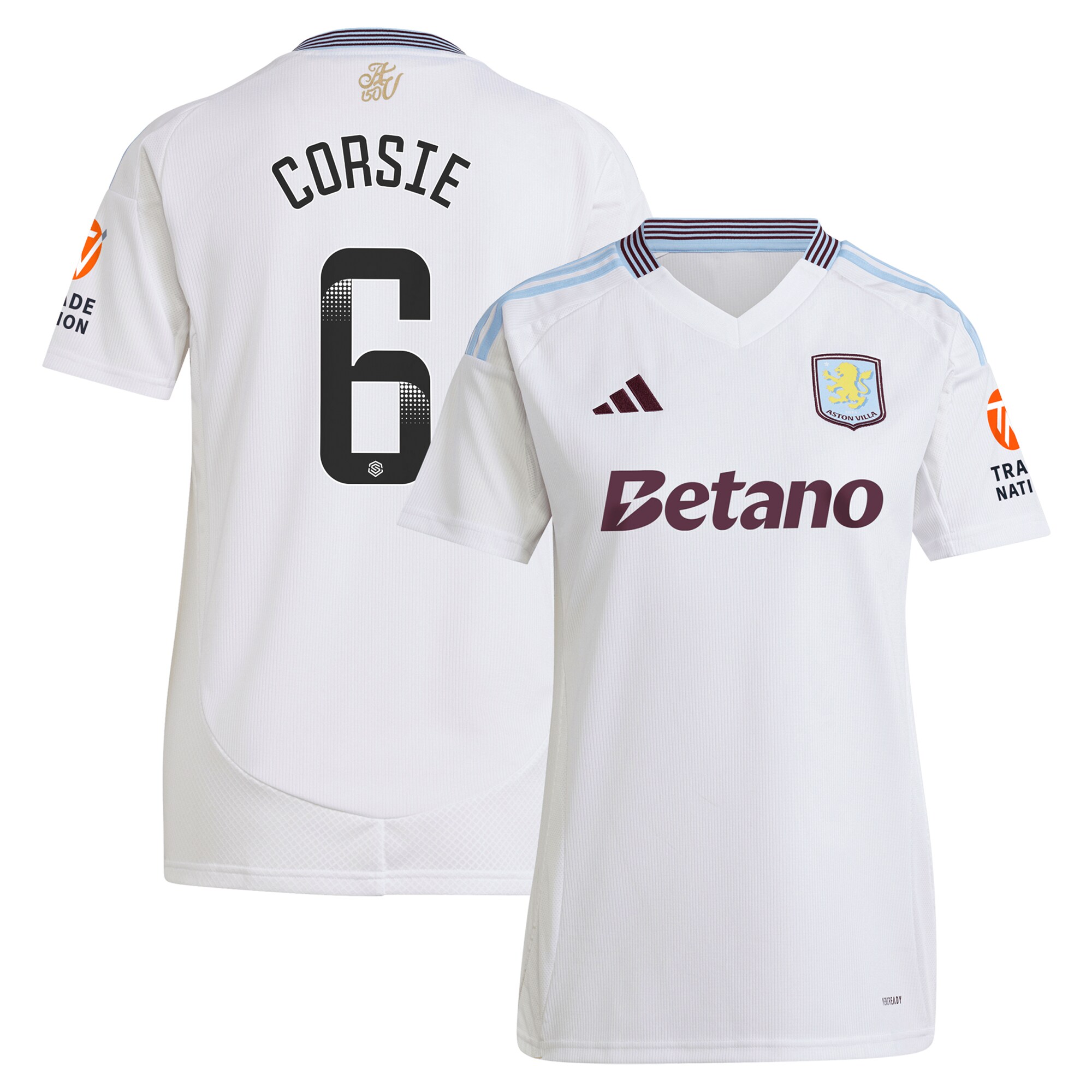 aston villa wsl adidas away shirt 2024-25 – womens with corsie 6 printing Collection | Aston Villa Fan Shop