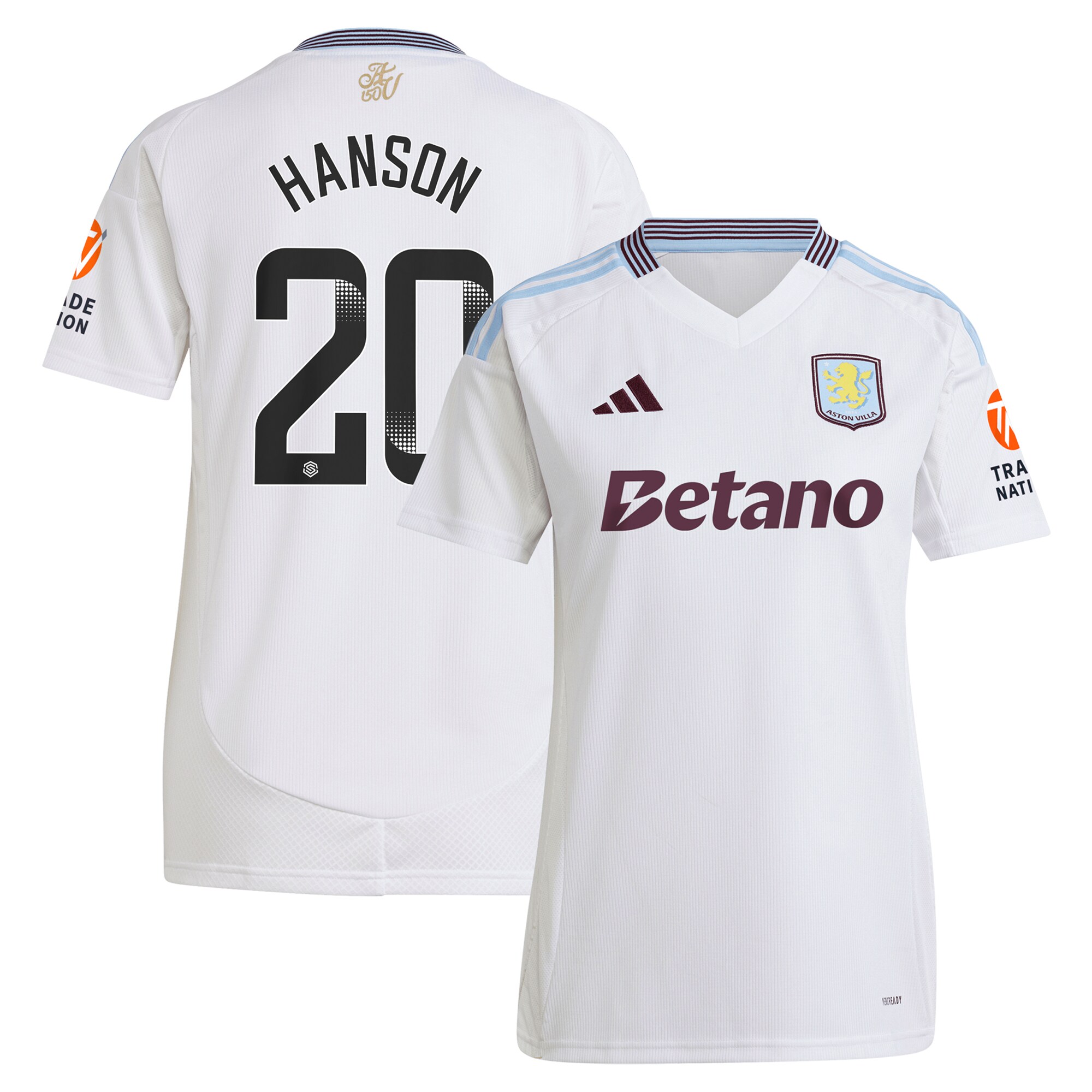 aston villa wsl adidas away shirt 2024-25 – womens with hanson 20 printing Collection | Aston Villa Fan Shop