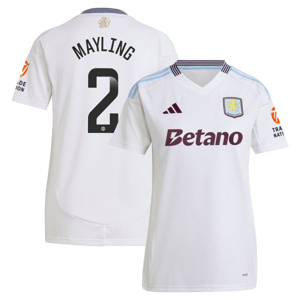 aston villa wsl adidas away shirt 2024-25 – womens with mayling 2 printing Collection | Aston Villa Fan Shop