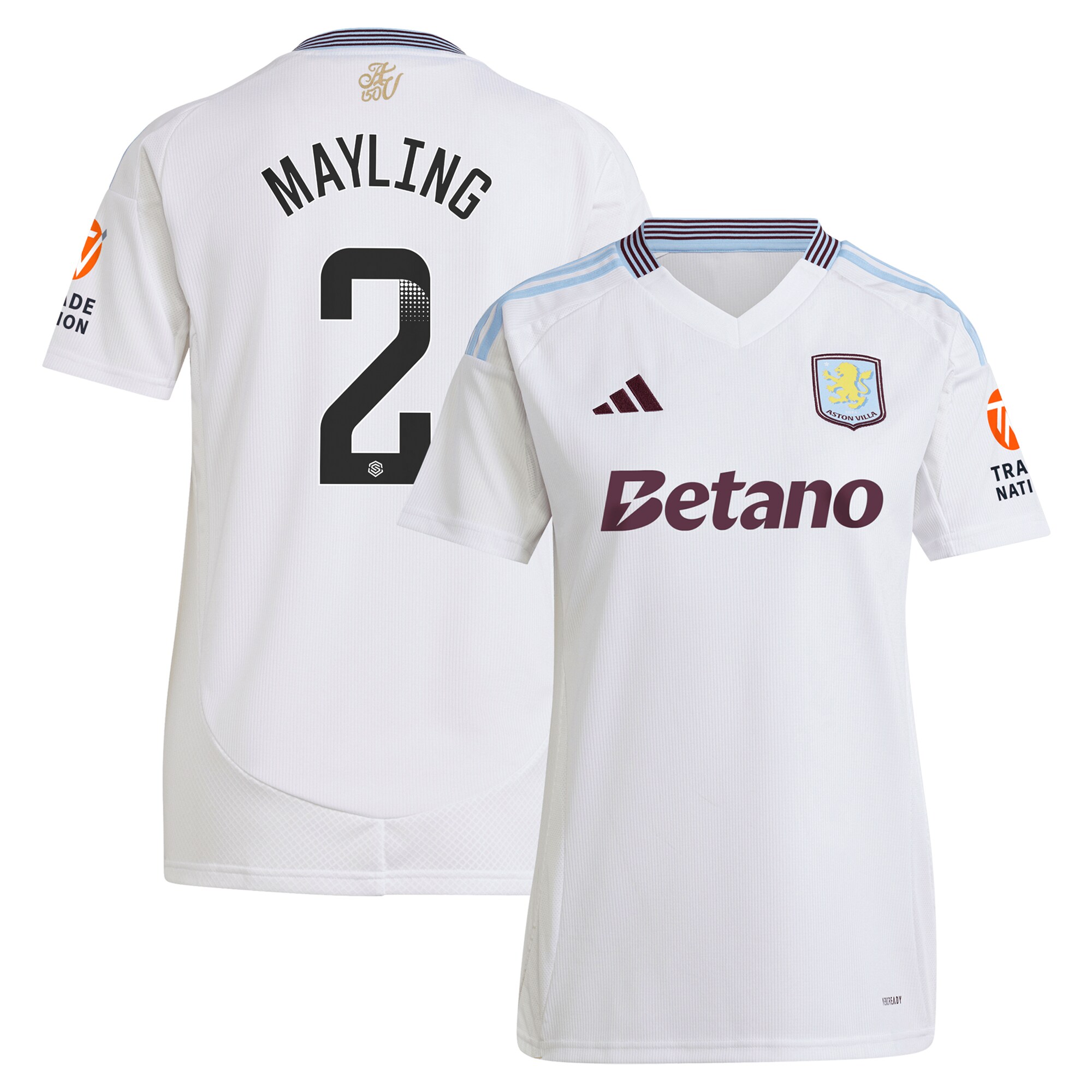 aston villa wsl adidas away shirt 2024-25 – womens with mayling 2 printing Collection | Aston Villa Fan Shop
