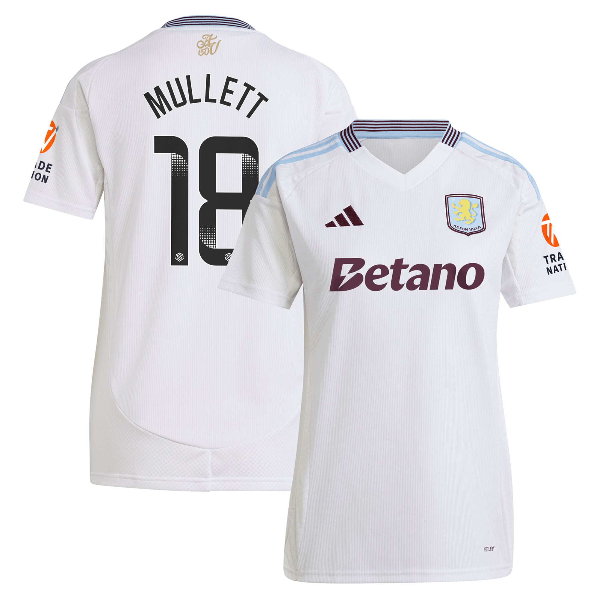 aston villa wsl adidas away shirt 2024-25 – womens with mullett 18 printing Collection | Aston Villa Fan Shop