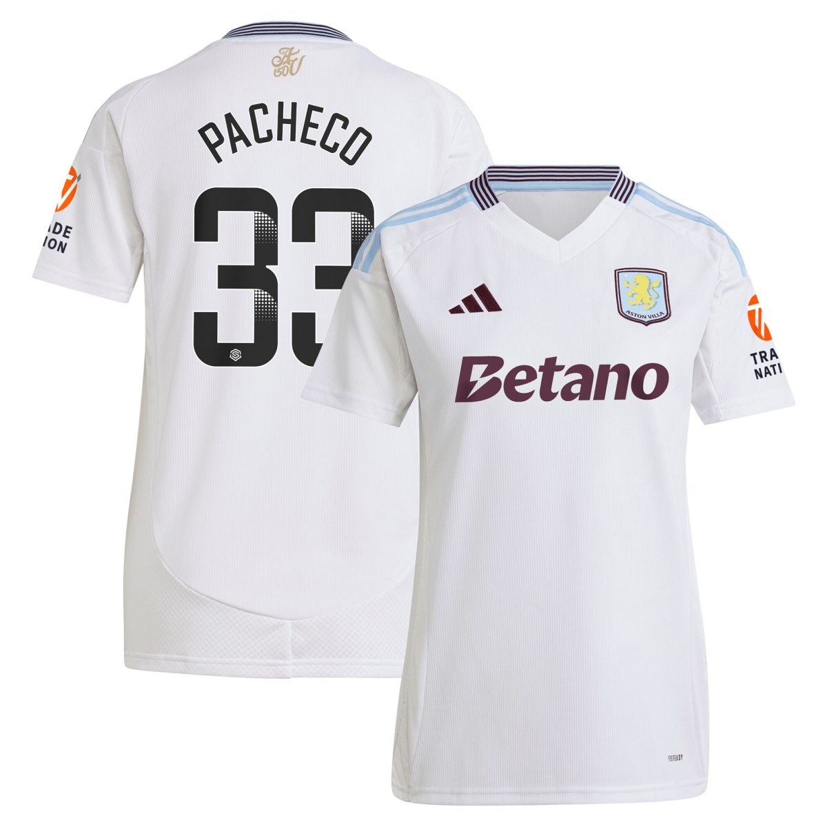 aston villa wsl adidas away shirt 2024-25 – womens with pacheco 33 printing Collection | Aston Villa Fan Shop