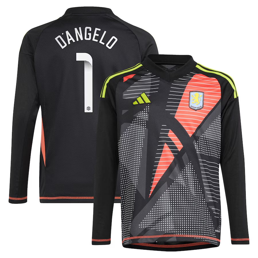 aston villa wsl adidas goalkeeper shirt 2024-25 – long sleeve – kids with d8217angelo 1 printing Collection | Aston Villa Fan Shop