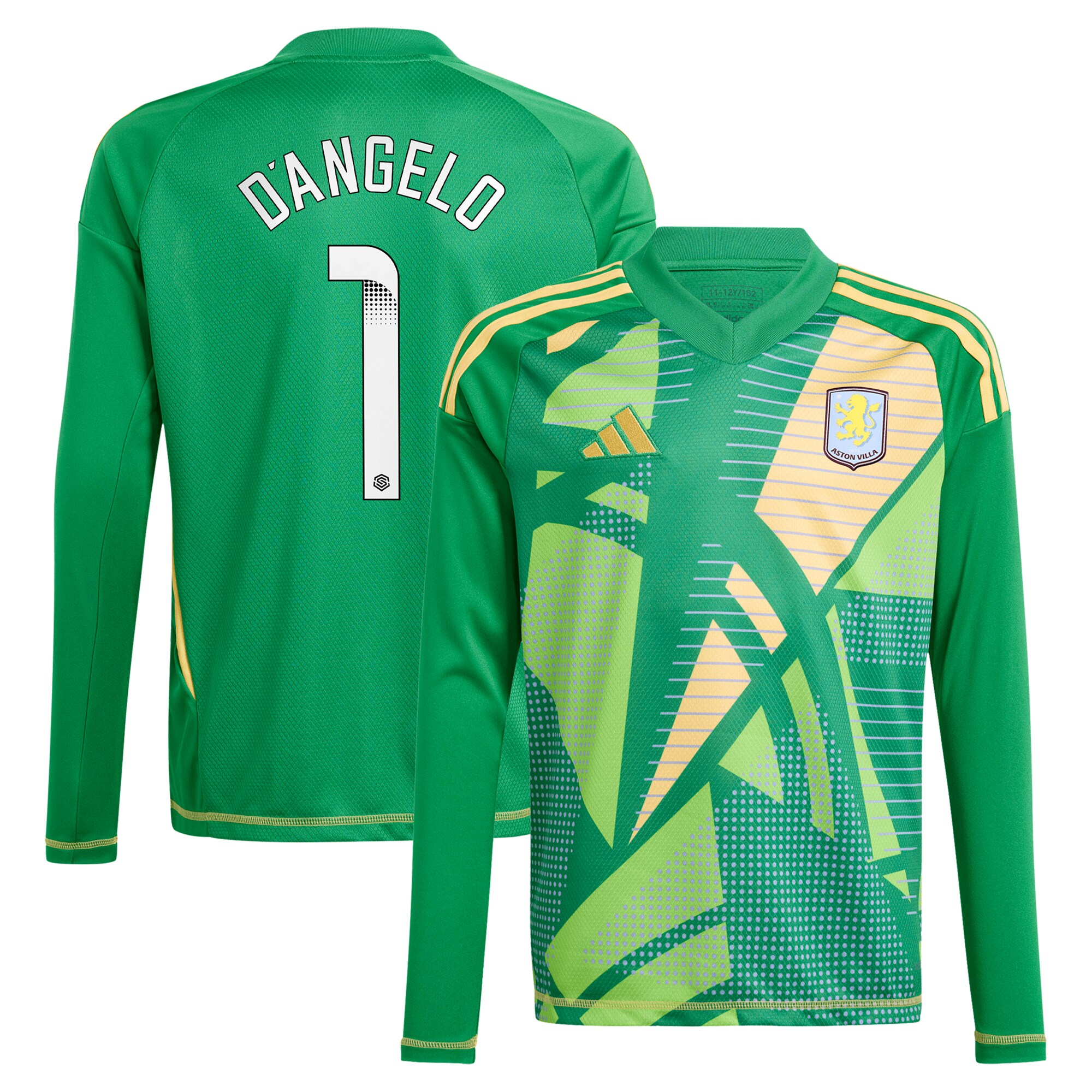 aston villa wsl adidas goalkeeper shirt 2024-25 – long sleeve – kids with dangelo 1 printing – 202712206-01 Collection | Aston Villa Fan Shop