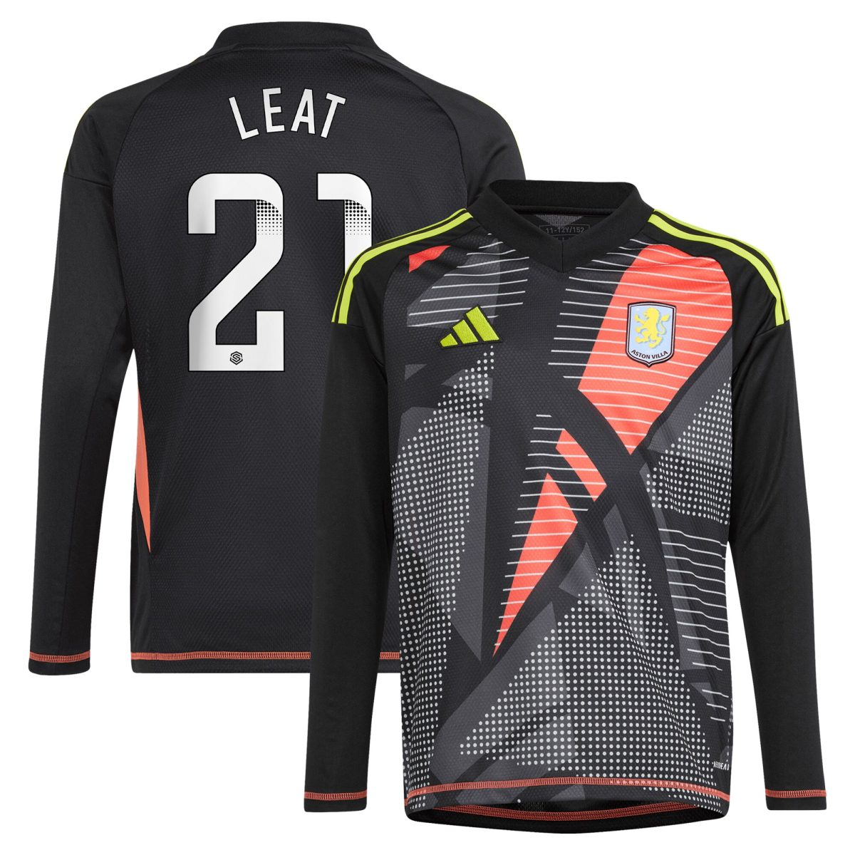 aston villa wsl adidas goalkeeper shirt 2024-25 – long sleeve – kids with leat 21 printing Collection | Aston Villa Fan Shop