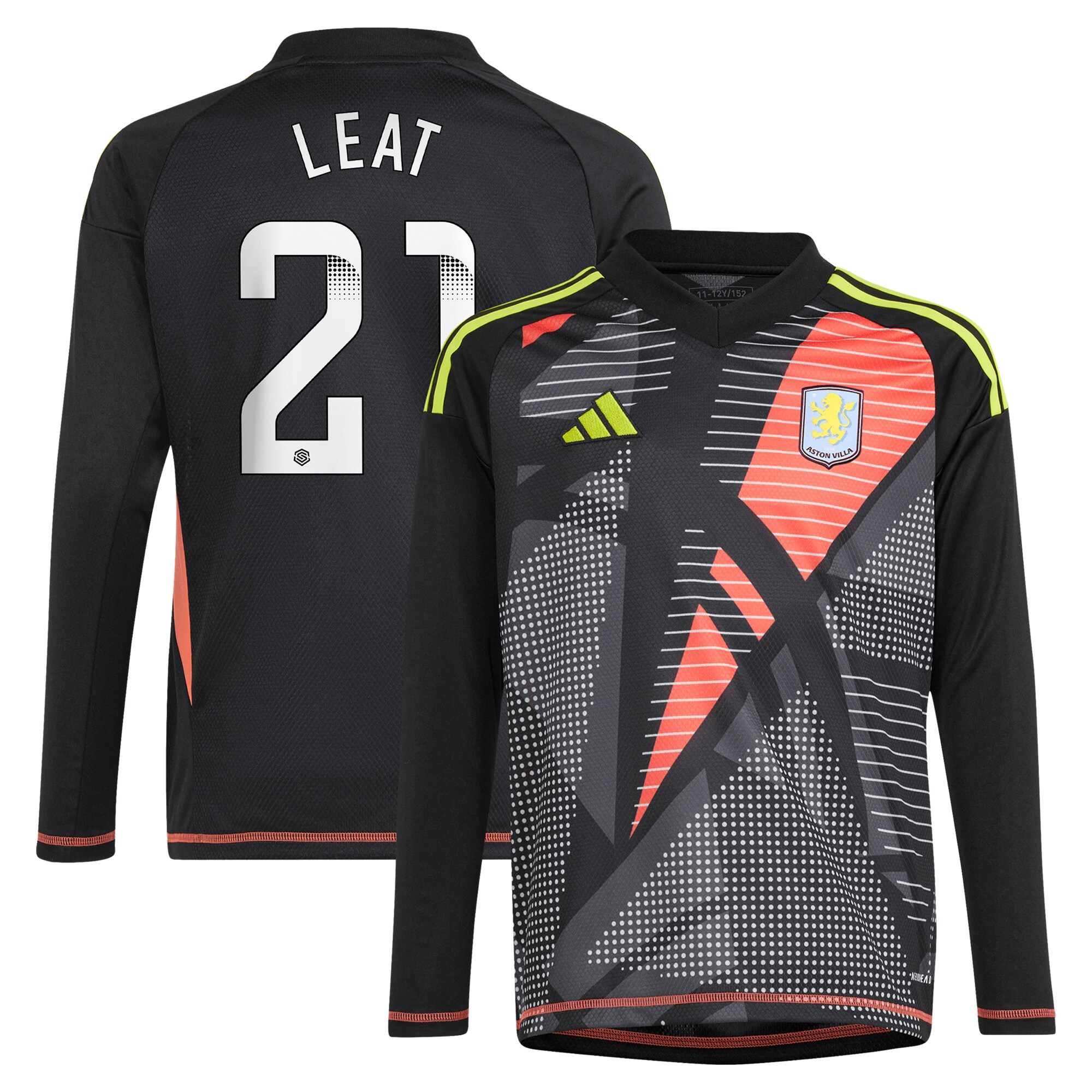 aston villa wsl adidas goalkeeper shirt 2024-25 – long sleeve – kids with leat 21 printing Collection | Aston Villa Fan Shop