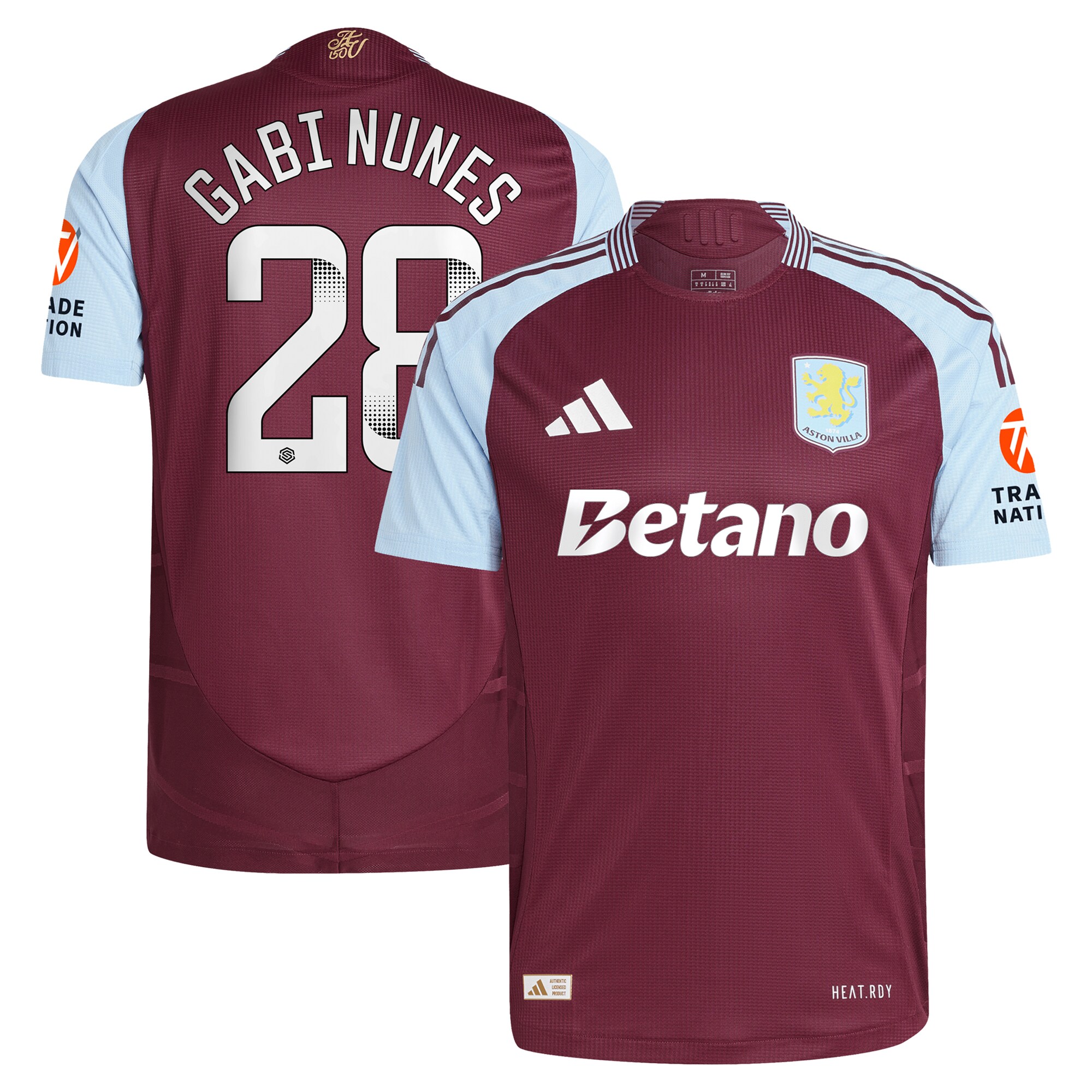 aston villa wsl adidas home authentic shirt 2024-25 with gabi nunes 28 printing Collection | Aston Villa Fan Shop