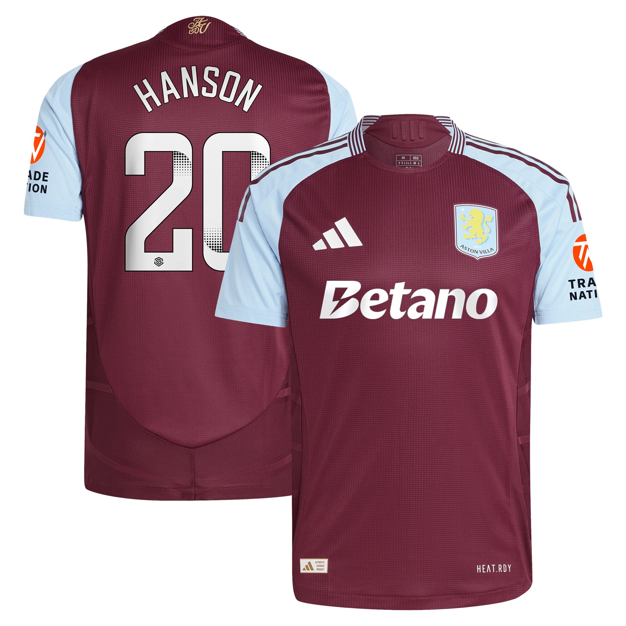 aston villa wsl adidas home authentic shirt 2024-25 with hanson 20 printing Collection | Aston Villa Fan Shop