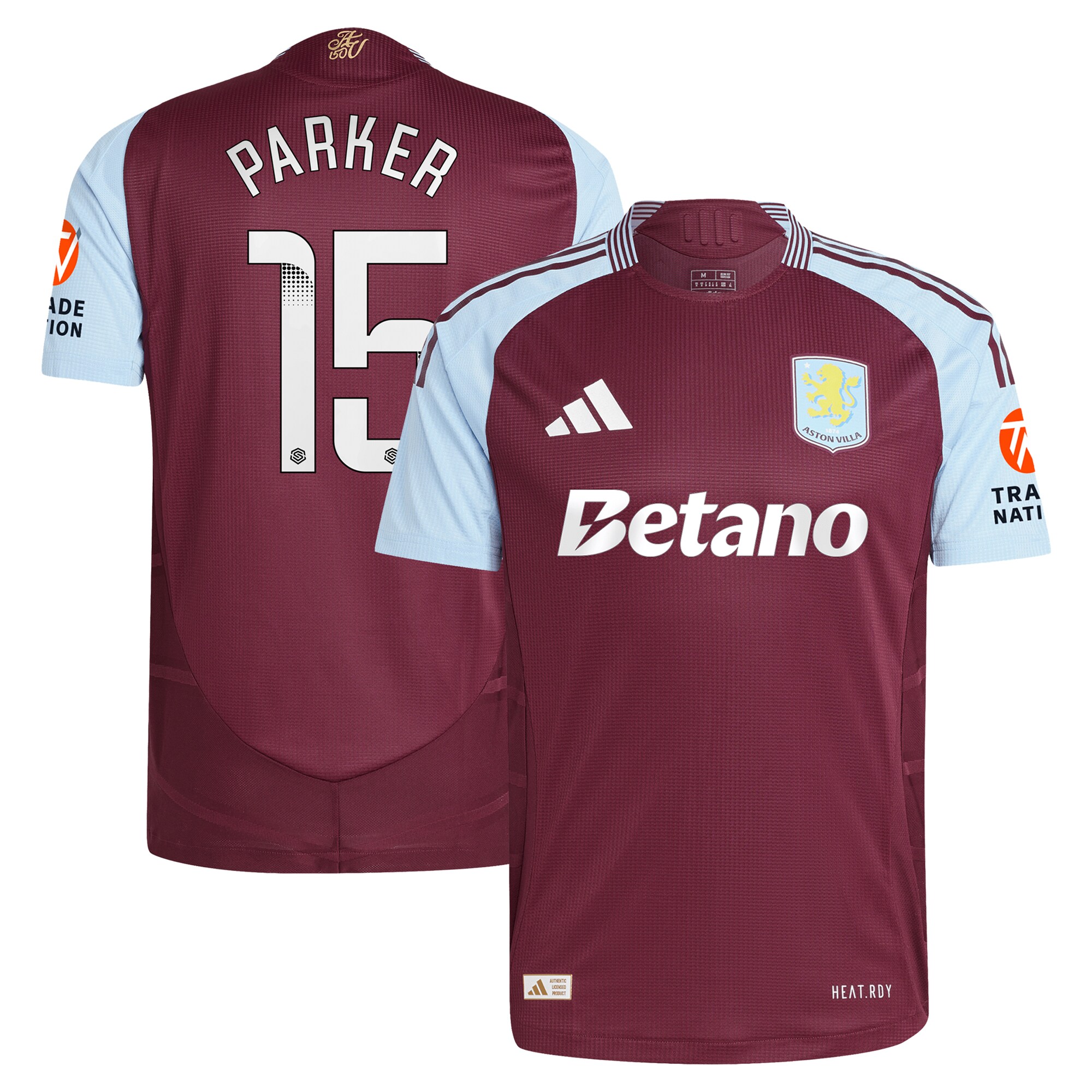 aston villa wsl adidas home authentic shirt 2024-25 with parker 15 printing Collection | Aston Villa Fan Shop