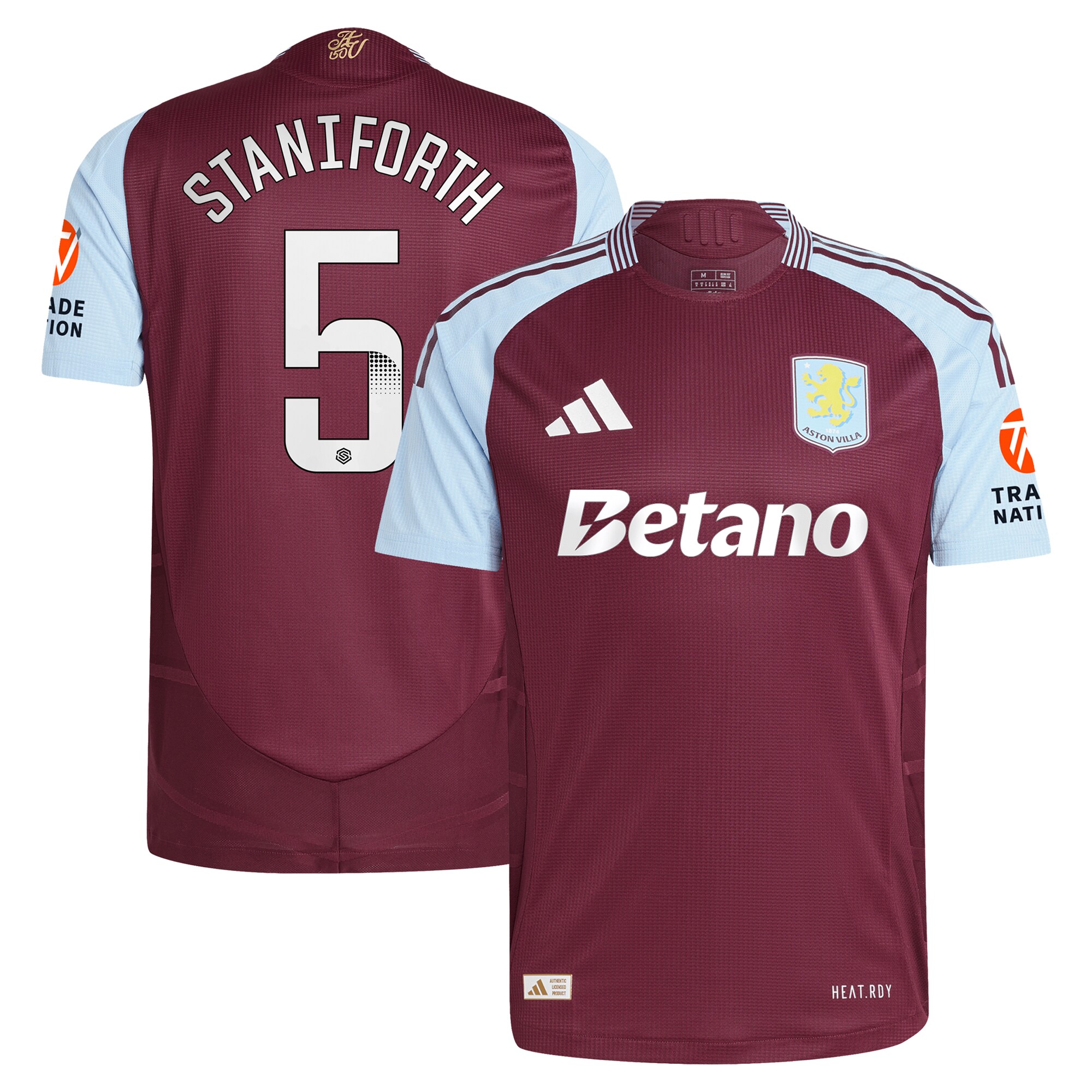 aston villa wsl adidas home authentic shirt 2024-25 with staniforth 5 printing Collection | Aston Villa Fan Shop