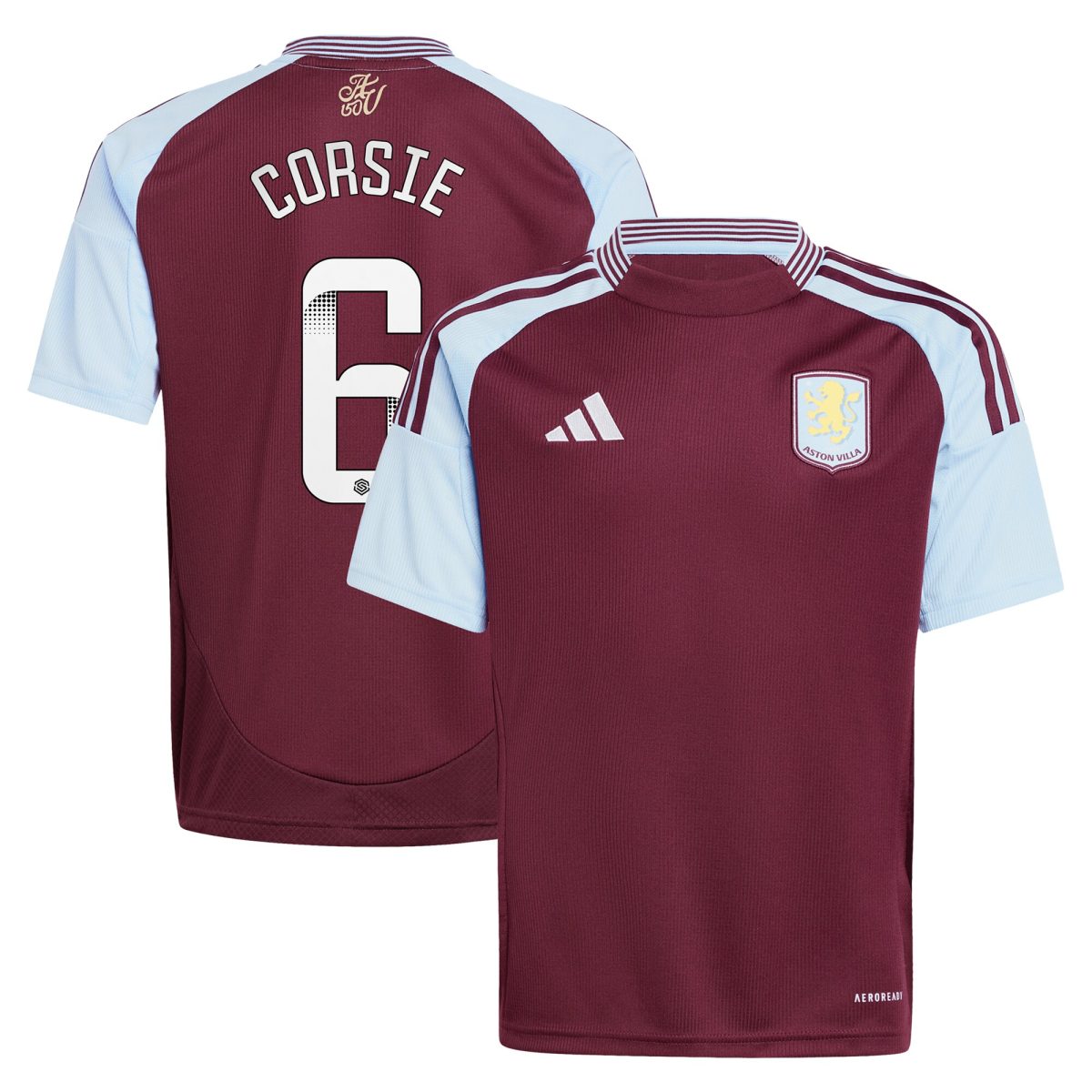 aston villa wsl adidas home shirt 2024-25 – kids with corsie 6 printing Collection | Aston Villa Fan Shop