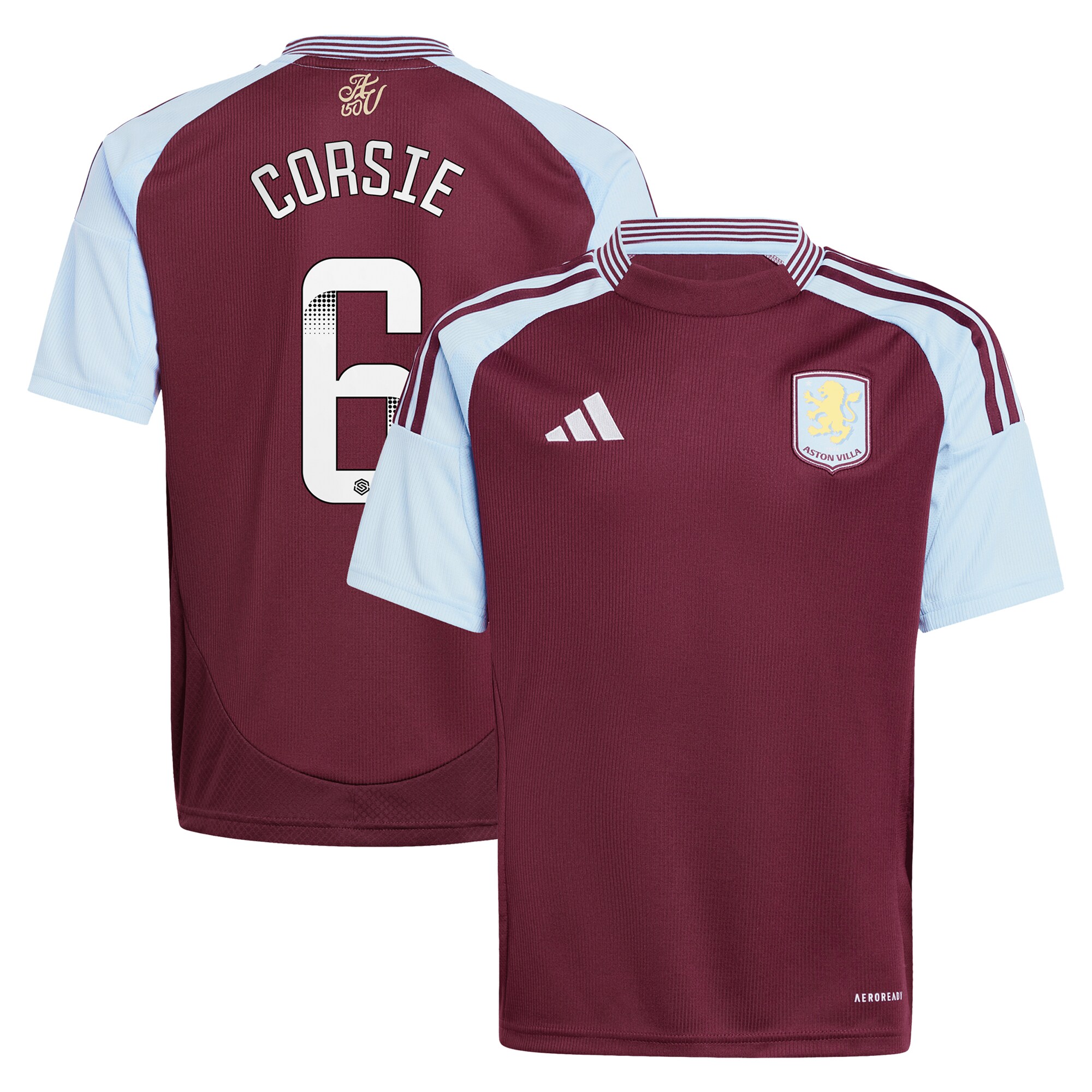 aston villa wsl adidas home shirt 2024-25 – kids with corsie 6 printing Collection | Aston Villa Fan Shop