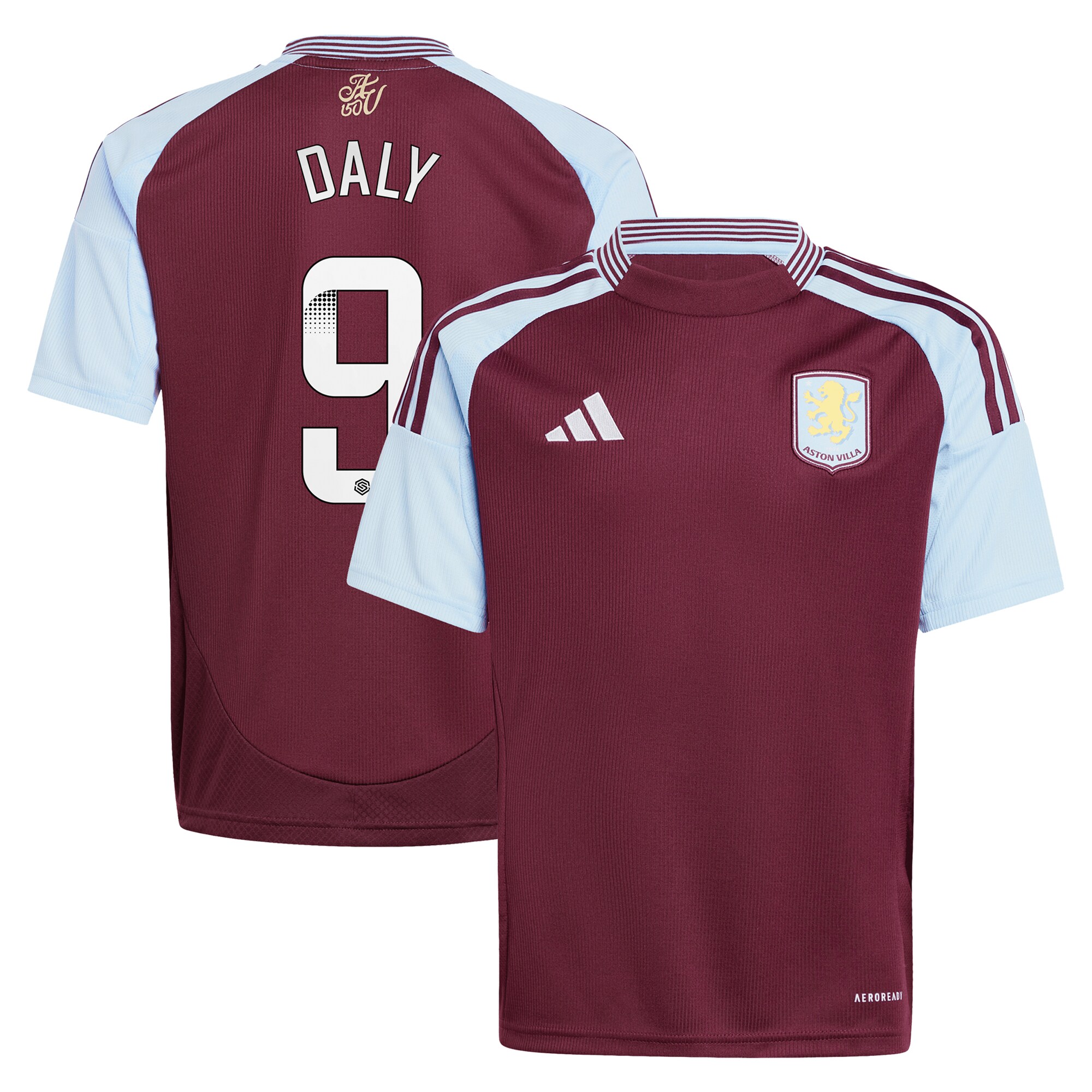 aston villa wsl adidas home shirt 2024-25 – kids with daly 9 printing Collection | Aston Villa Fan Shop