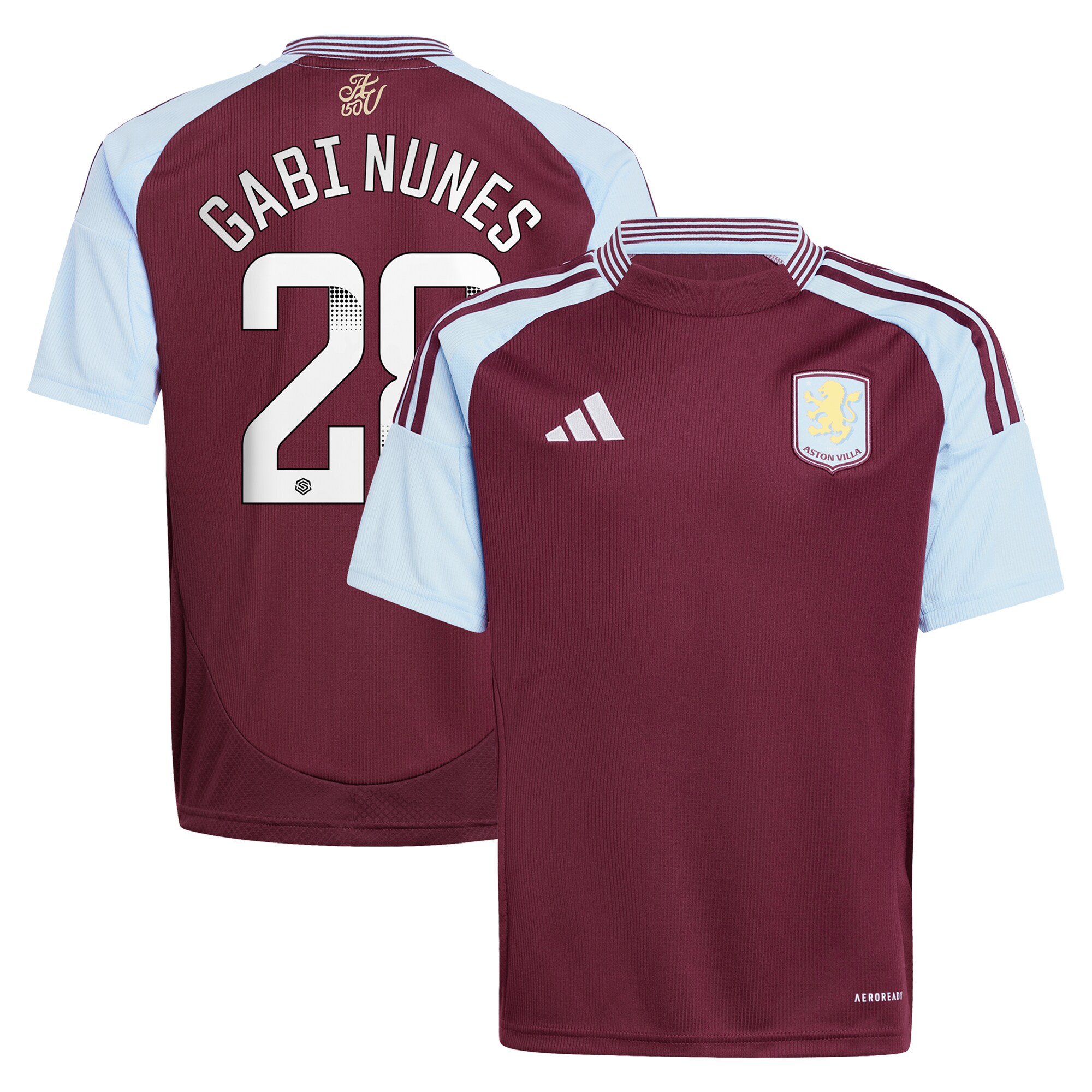 aston villa wsl adidas home shirt 2024-25 – kids with gabi nunes 28 printing Collection | Aston Villa Fan Shop