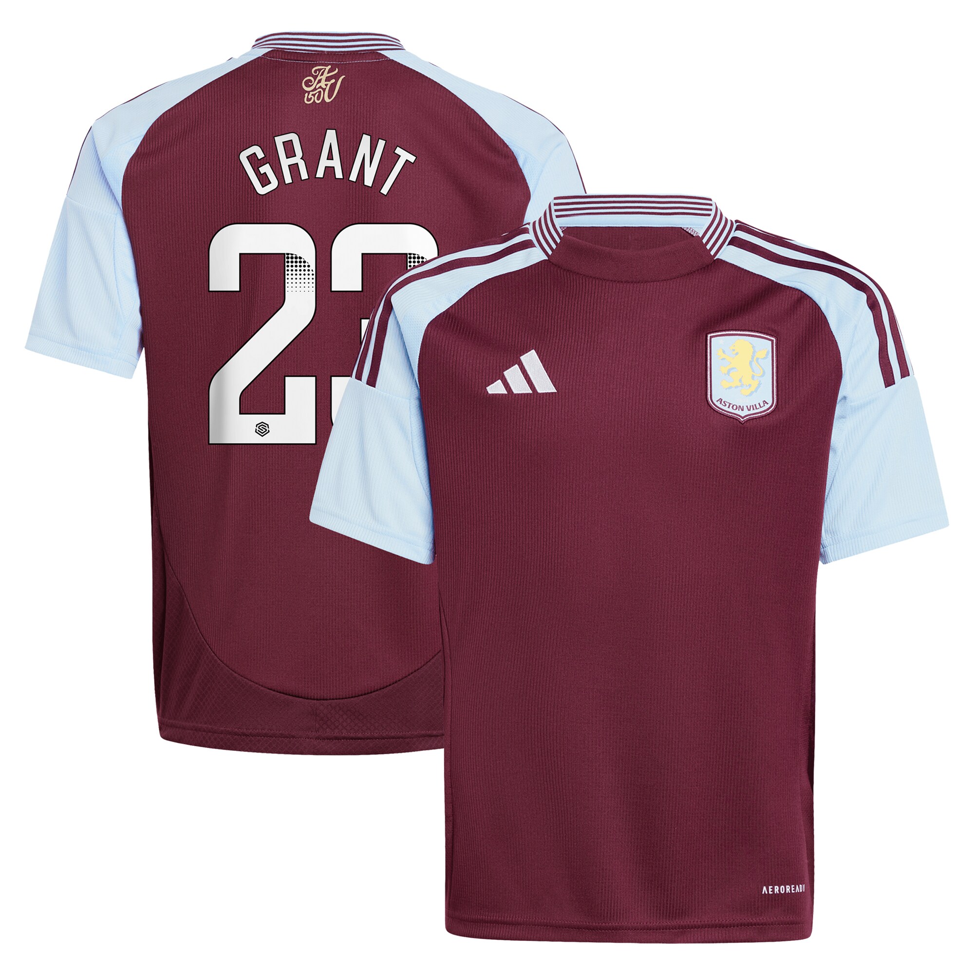 aston villa wsl adidas home shirt 2024-25 – kids with grant 23 printing Collection | Aston Villa Fan Shop