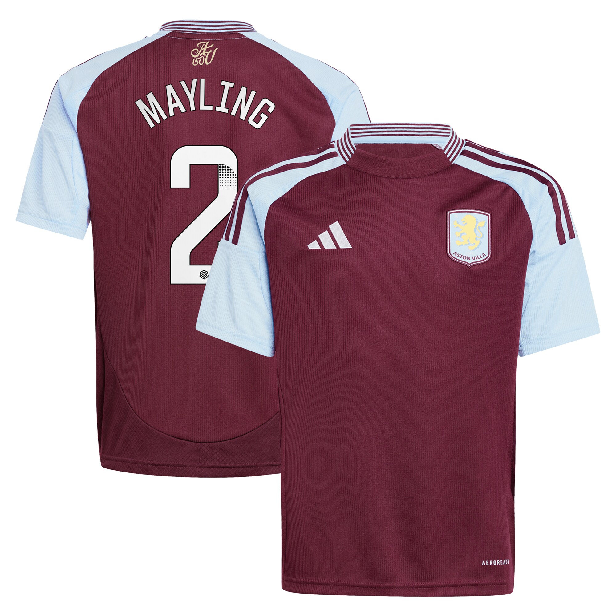 aston villa wsl adidas home shirt 2024-25 – kids with mayling 2 printing Collection | Aston Villa Fan Shop